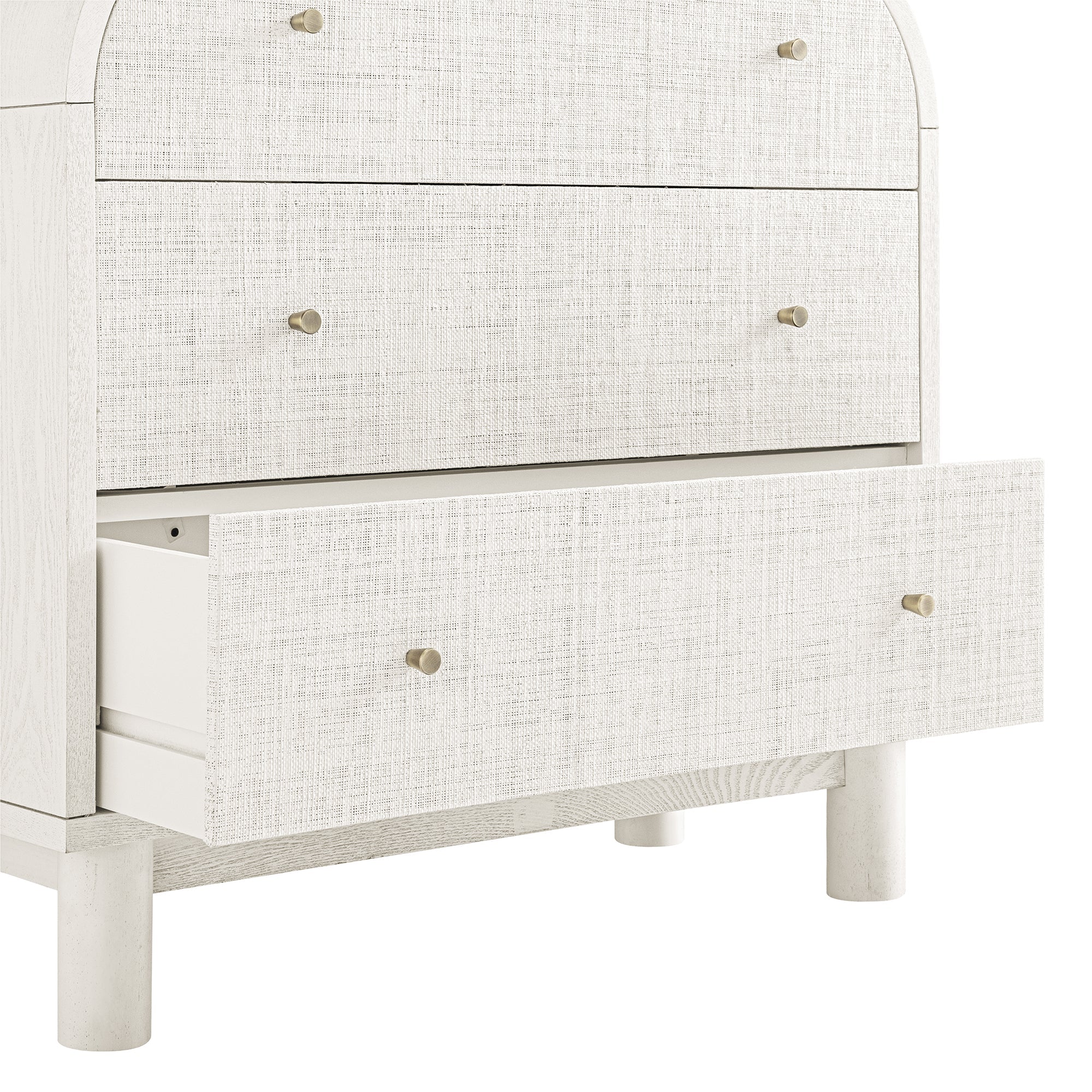 Maude 3 Drawer Dresser, Washed White Ash with Raffia