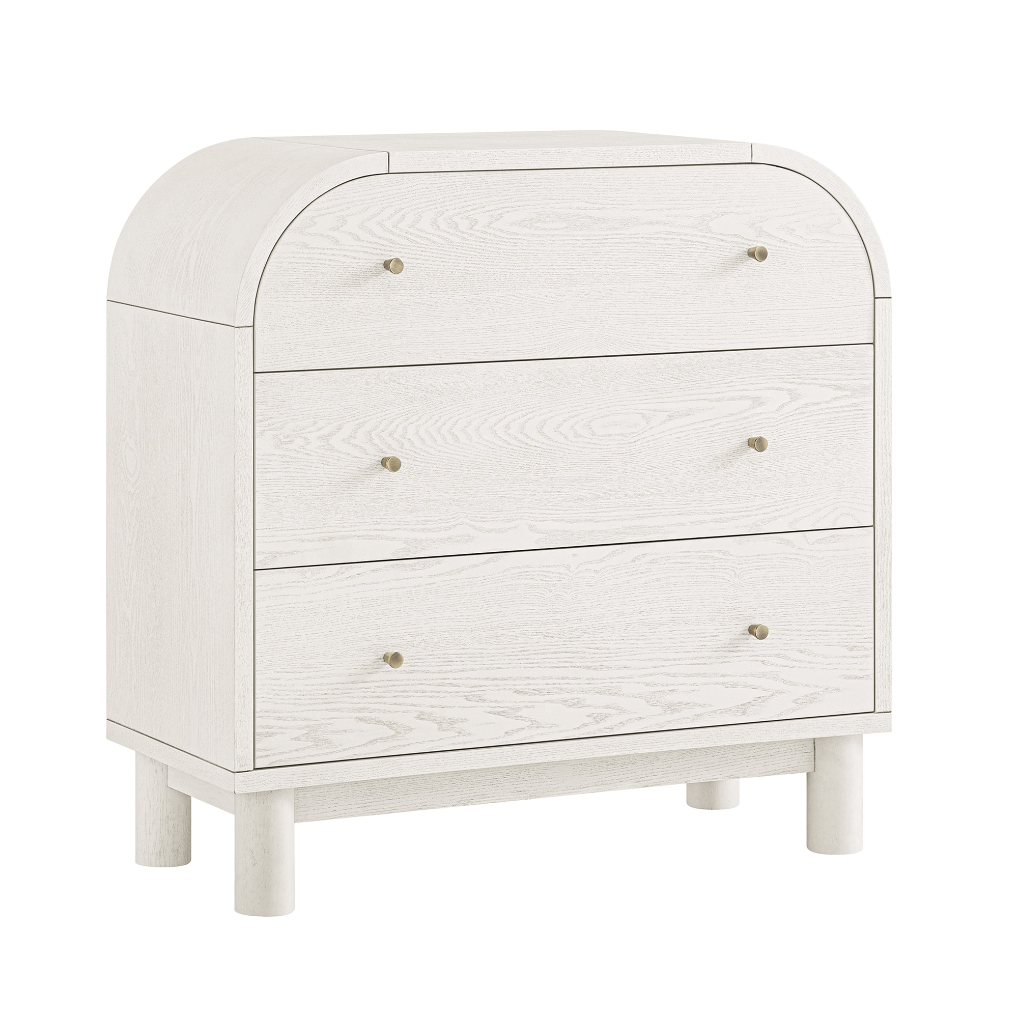 Maude 3 Drawer Dresser, Washed White Ash