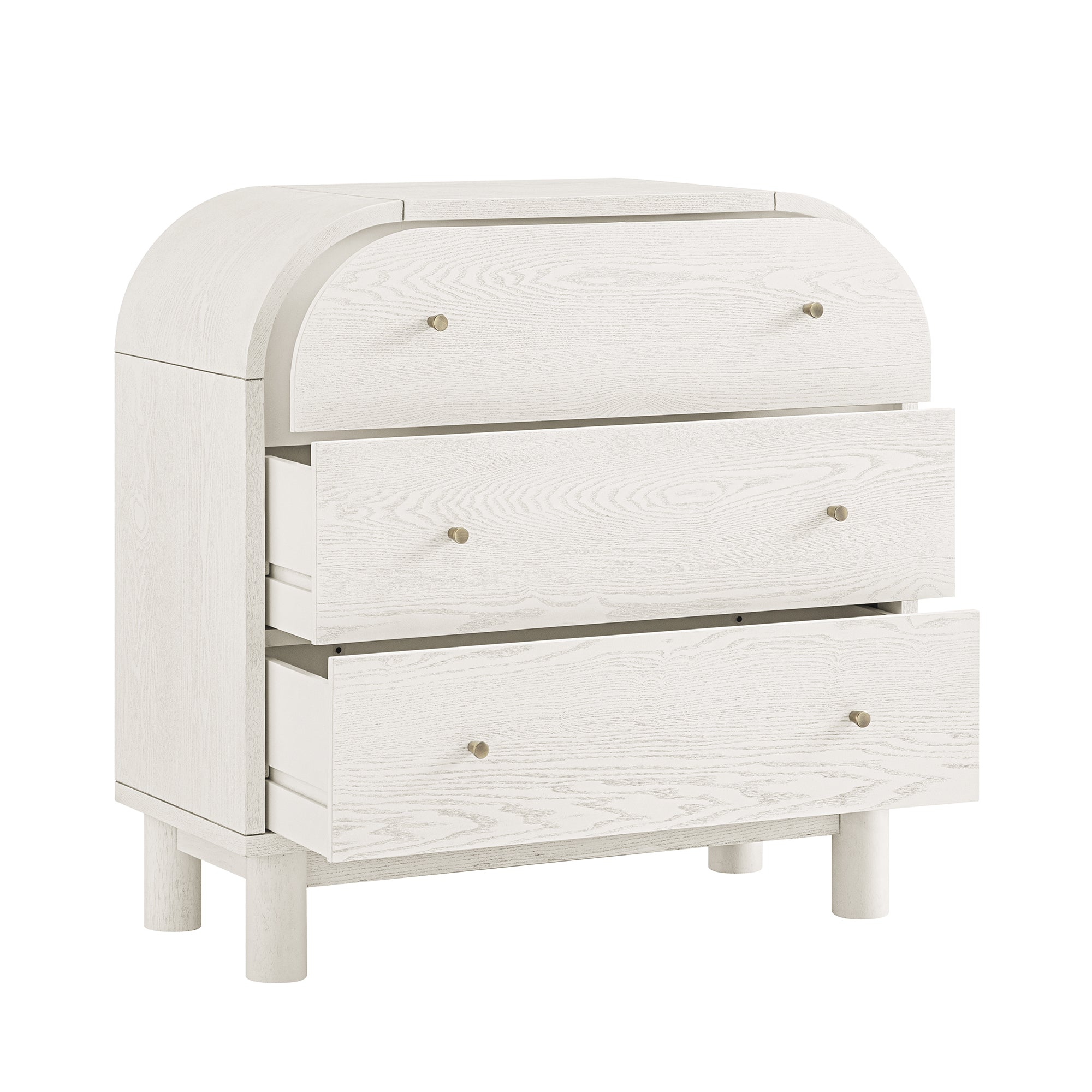 Maude 3 Drawer Dresser, Washed White Ash