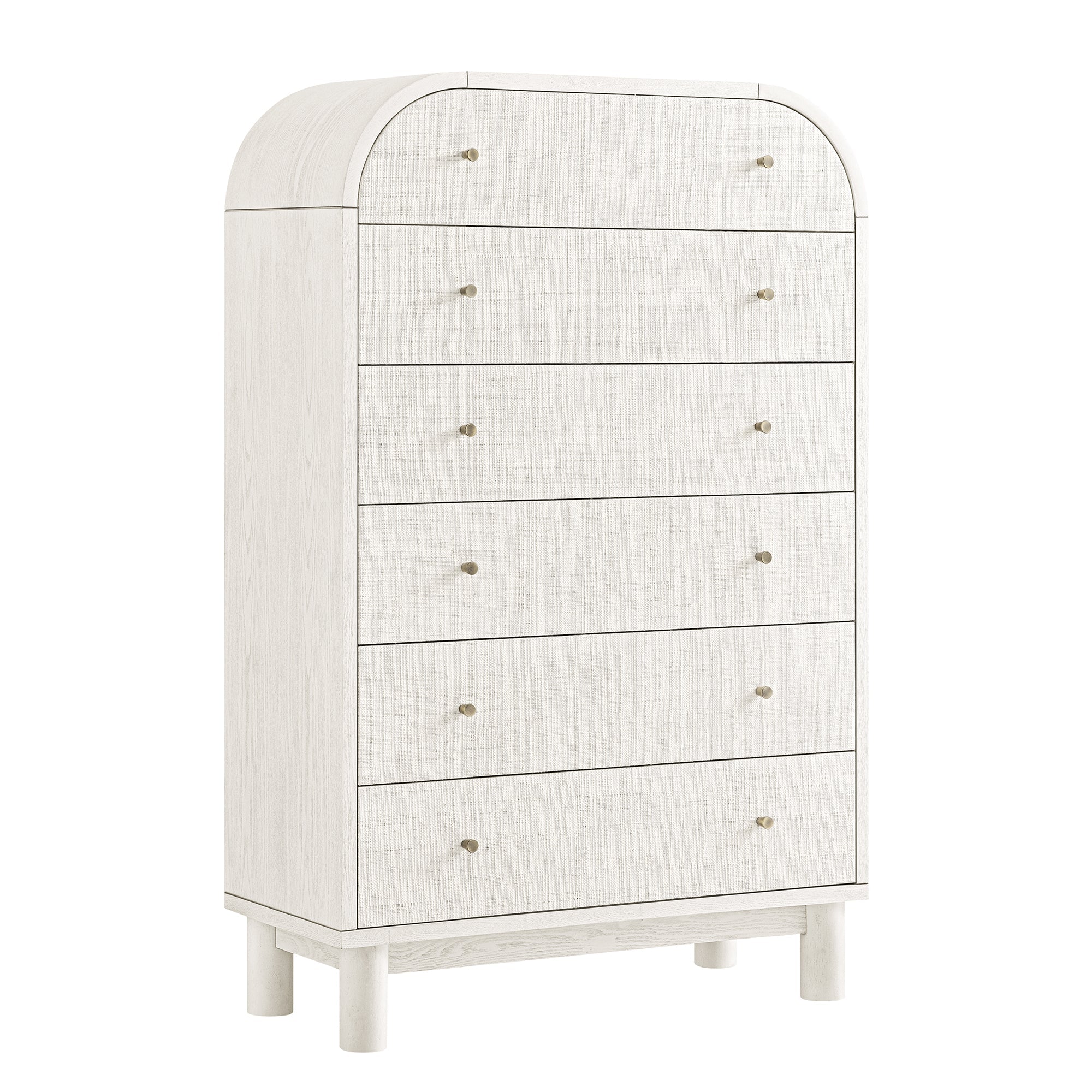 Maude Tall Dresser, Washed White Ash with Raffia