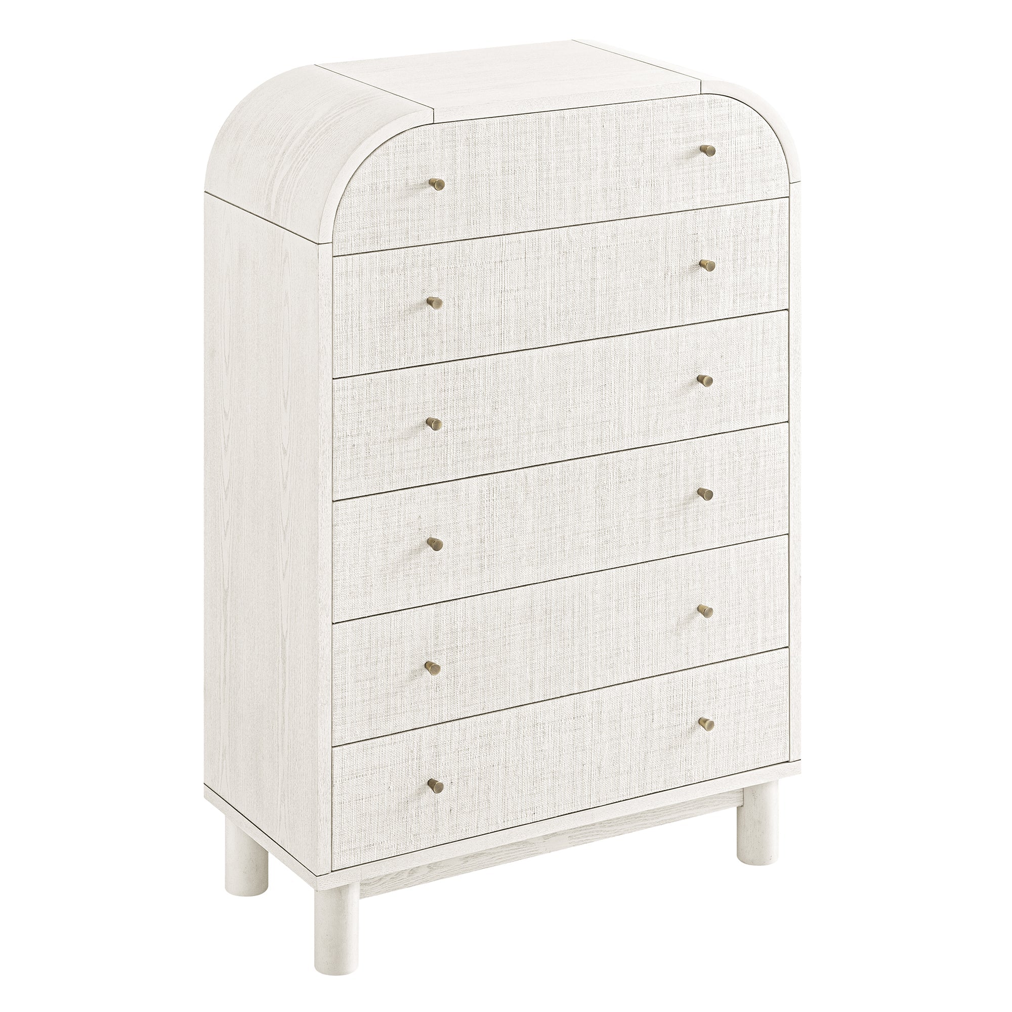 Maude Tall Dresser, Washed White Ash with Raffia