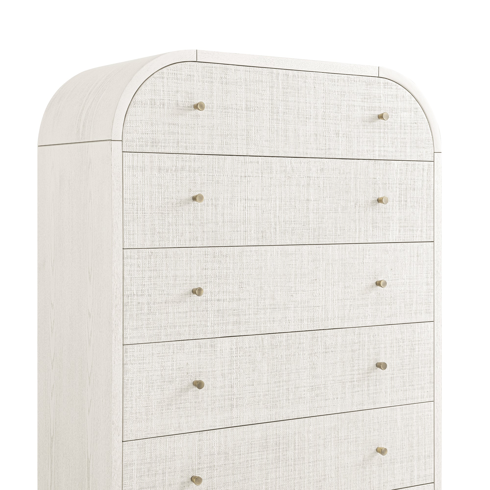 Maude Tall Dresser, Washed White Ash with Raffia