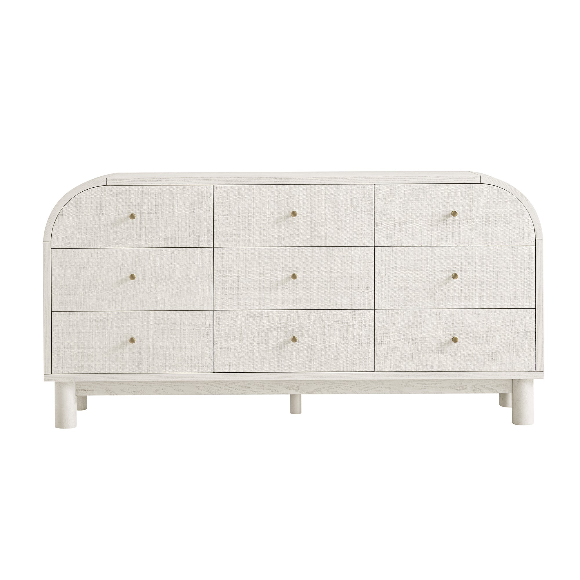 Maude 9 Drawer Dresser, Washed White Ash with Raffia