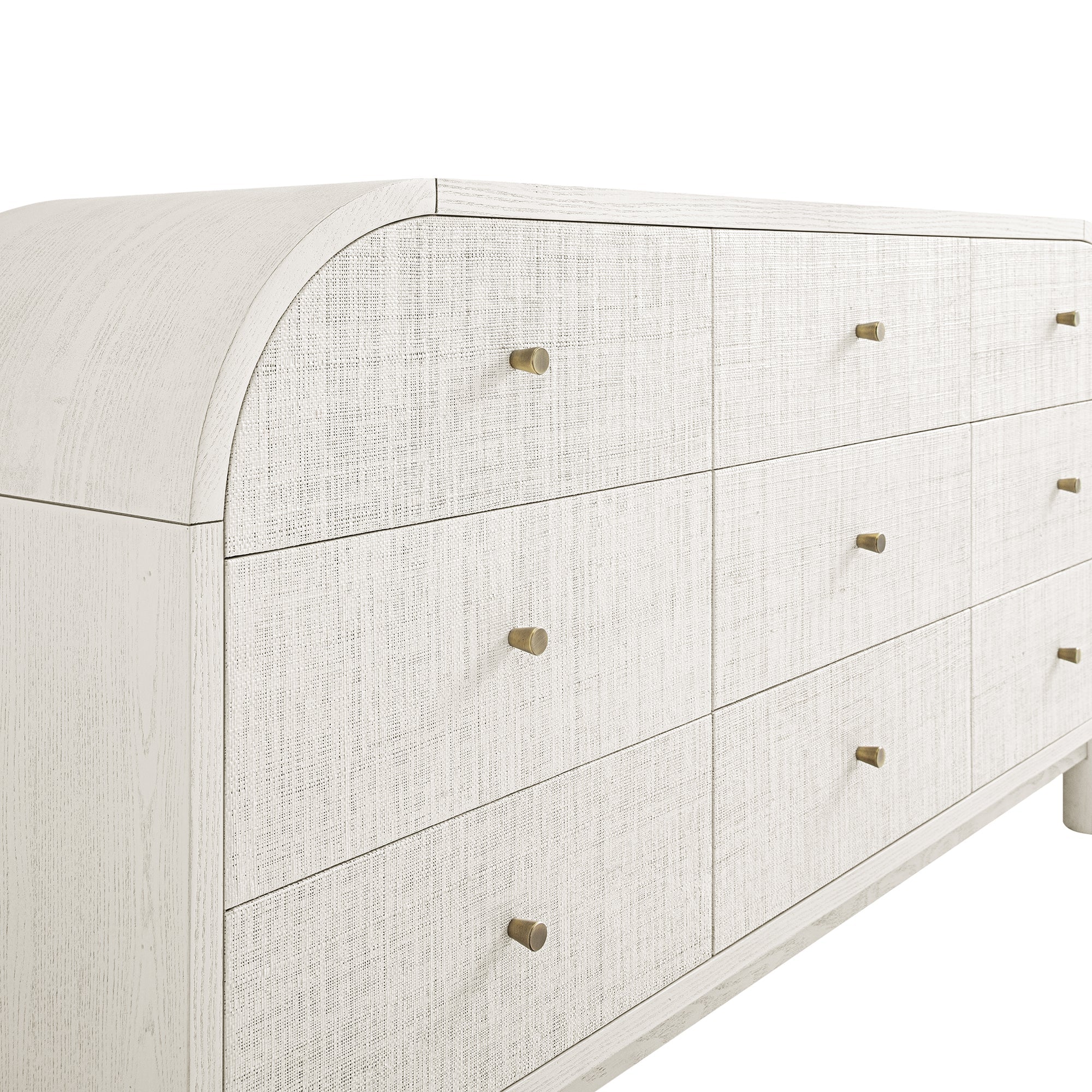 Maude 9 Drawer Dresser, Washed White Ash with Raffia