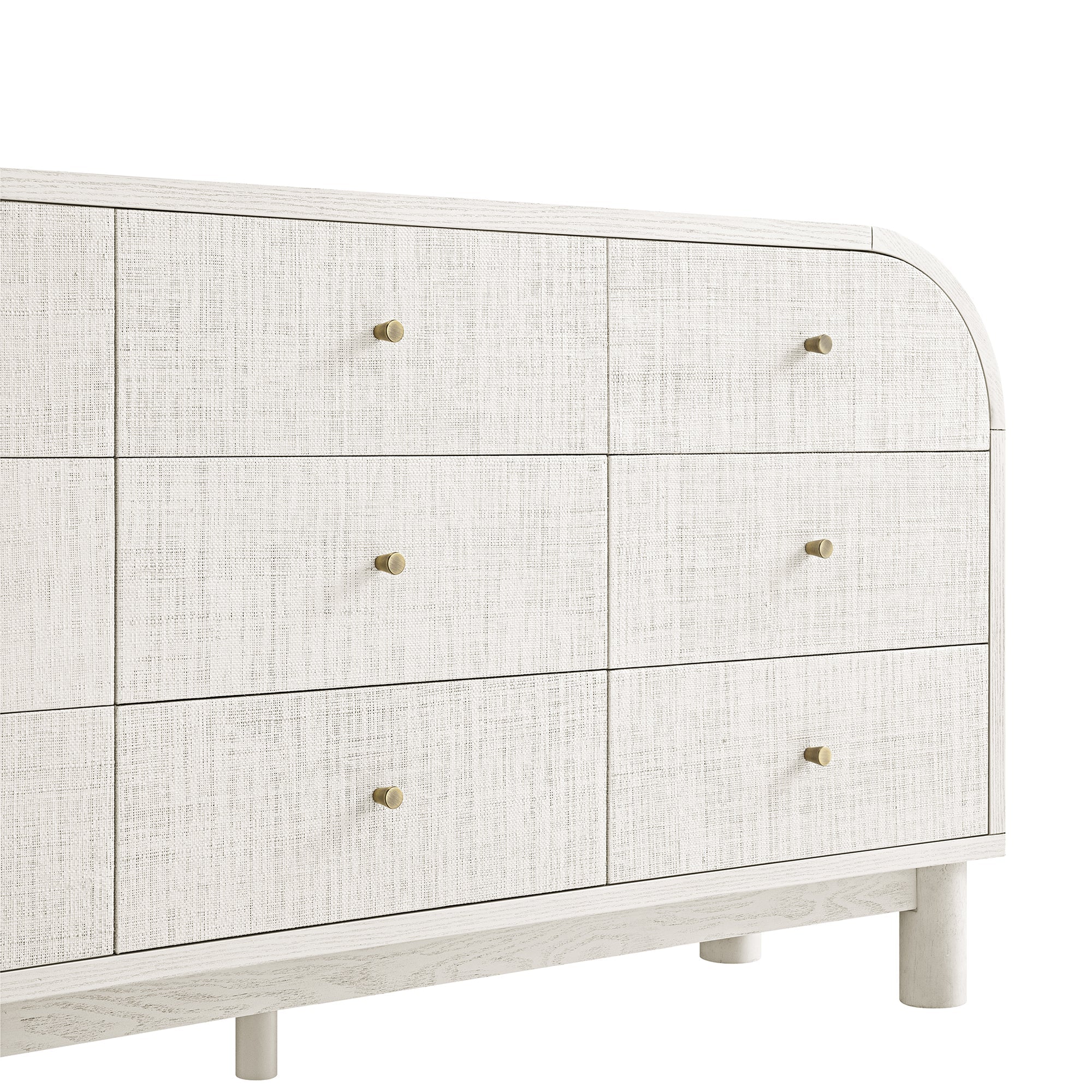 Maude 9 Drawer Dresser, Washed White Ash with Raffia