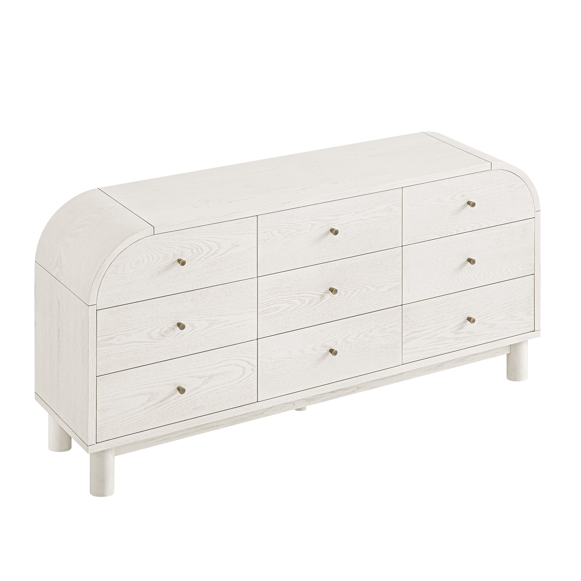 Maude 9 Drawer Dresser, Washed White Ash