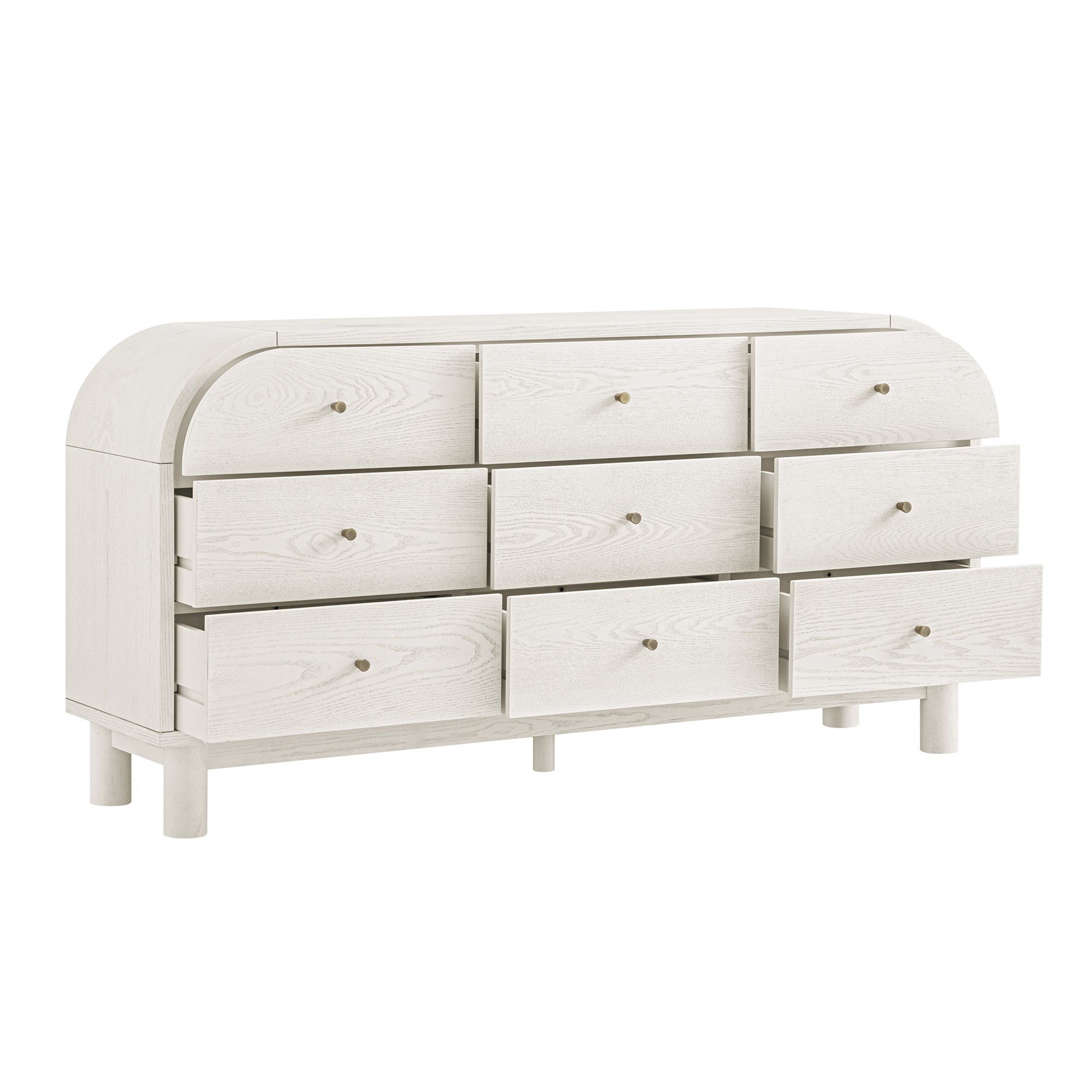 Maude 9 Drawer Dresser, Washed White Ash