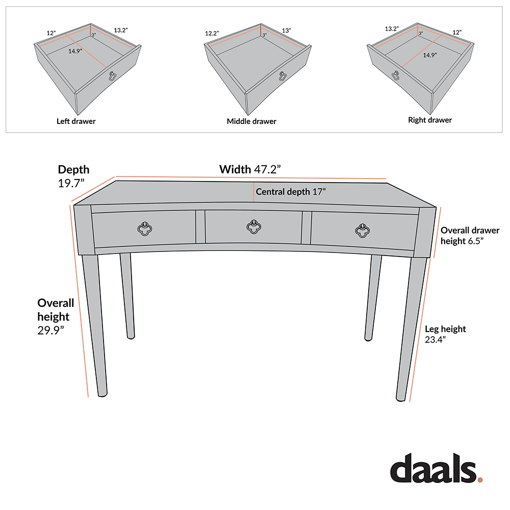 Thalia Concave Vanity Table, Natural