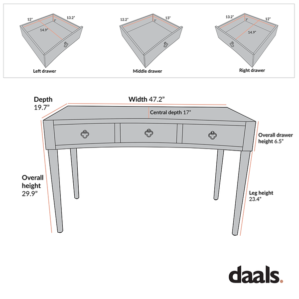 Thalia Concave Vanity Table, Washed White