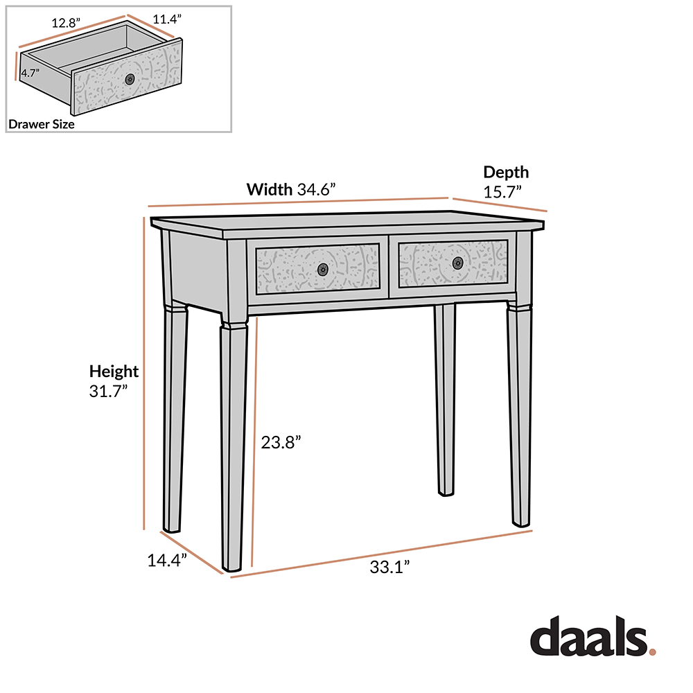 Chantilly Whitewashed Carved Console Table