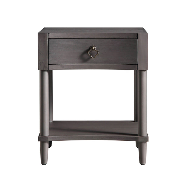 Thalia Concave 1 Drawer Nightstand, Silver Oak