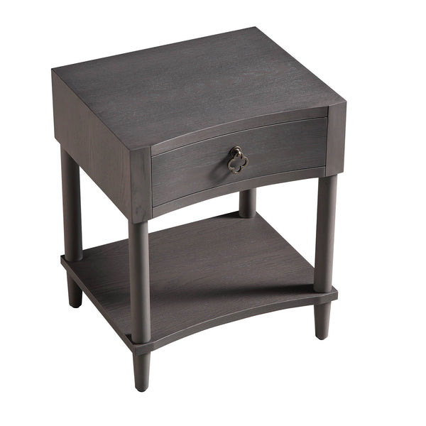 Thalia Concave 1 Drawer Nightstand, Silver Oak