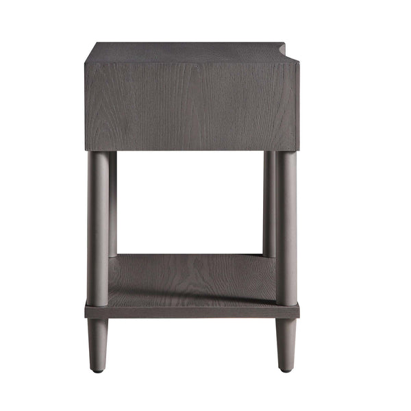 Thalia Concave 1 Drawer Nightstand, Silver Oak