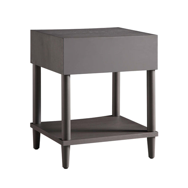 Thalia Concave 1 Drawer Nightstand, Silver Oak