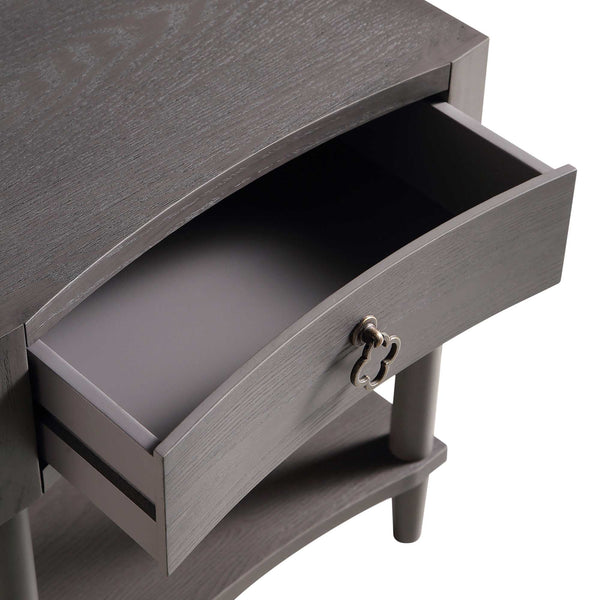 Thalia Concave 1 Drawer Nightstand, Silver Oak