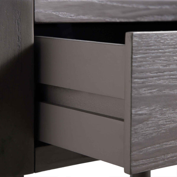 Thalia Concave 1 Drawer Nightstand, Silver Oak