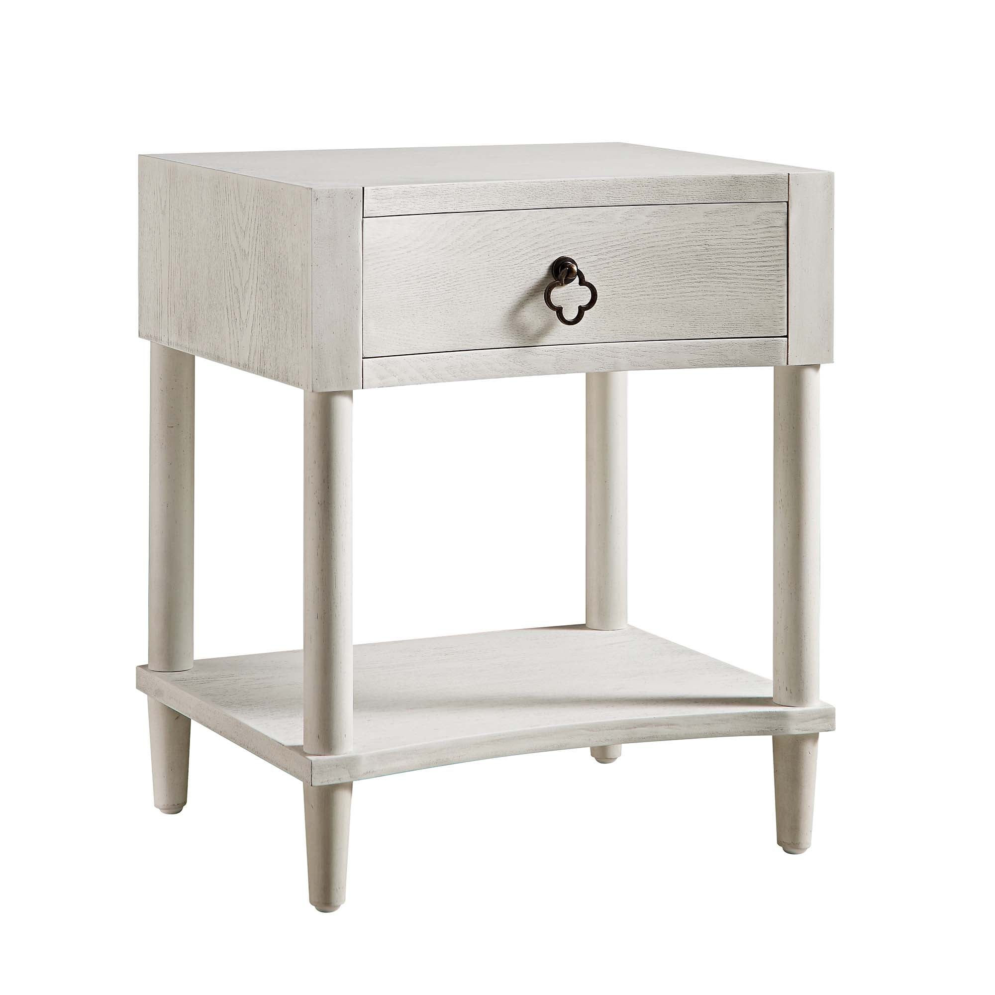 Thalia Concave 1 Drawer Nightstand, Washed White