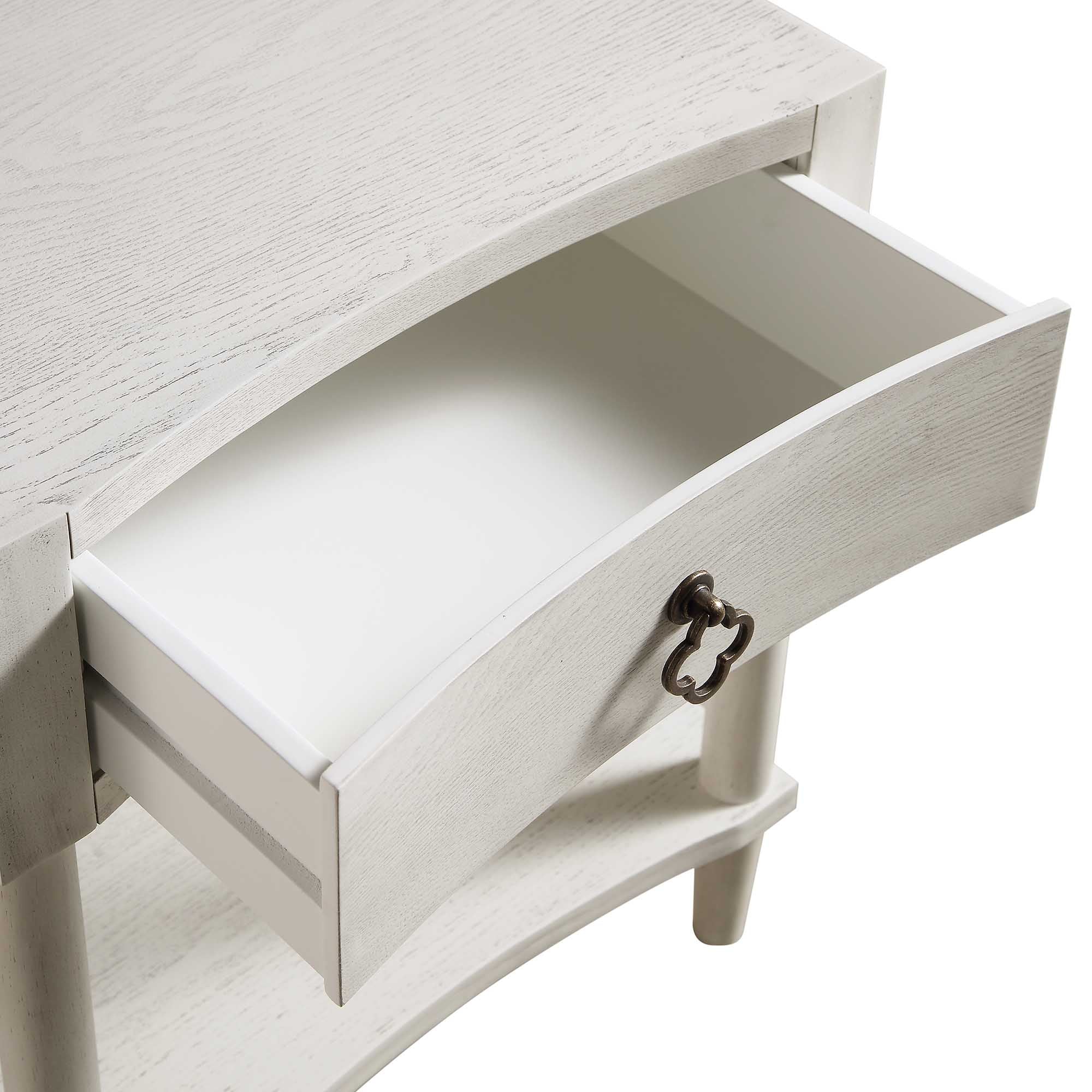 Thalia Concave 1 Drawer Nightstand, Washed White