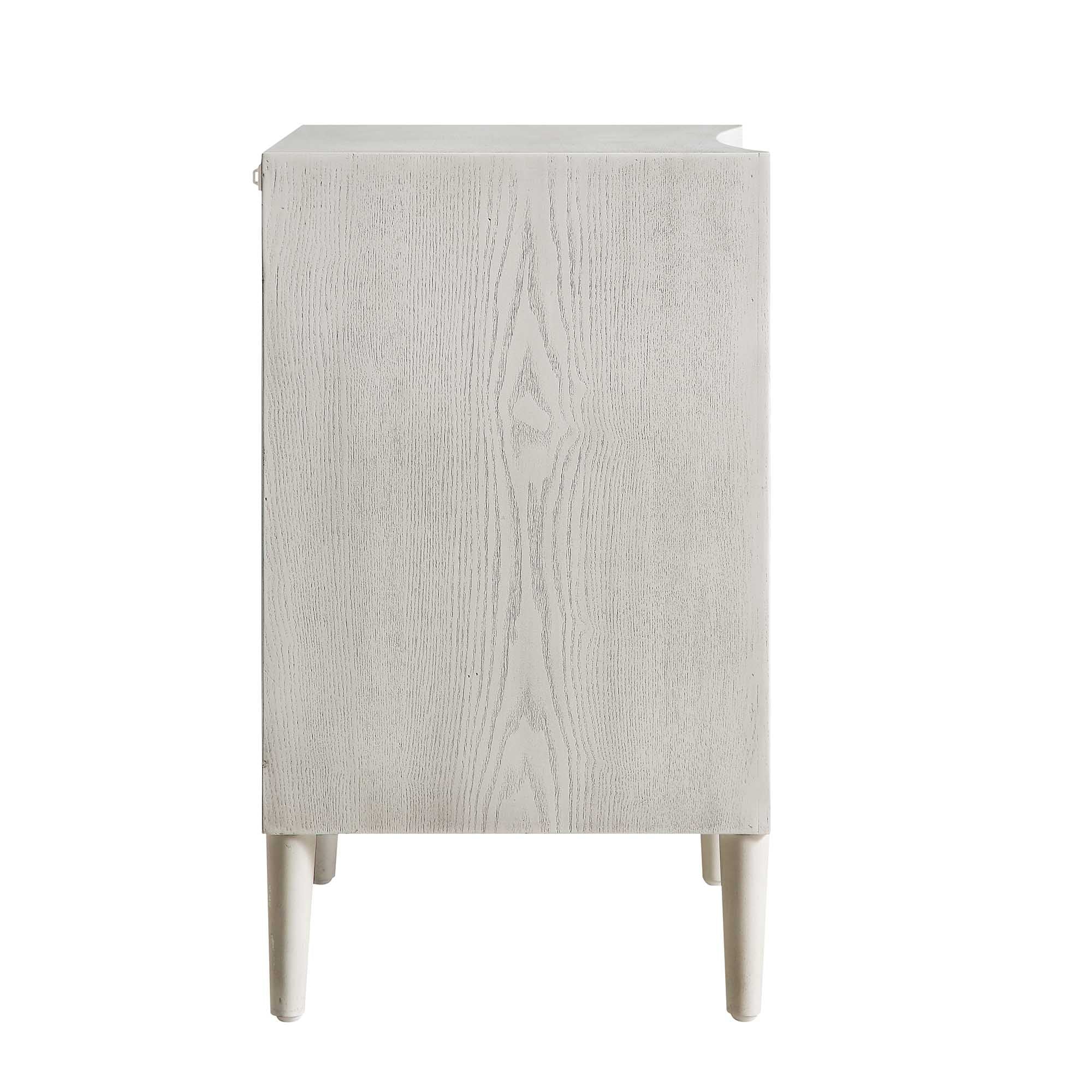 Thalia Concave 3 Drawer Nightstand, Washed White