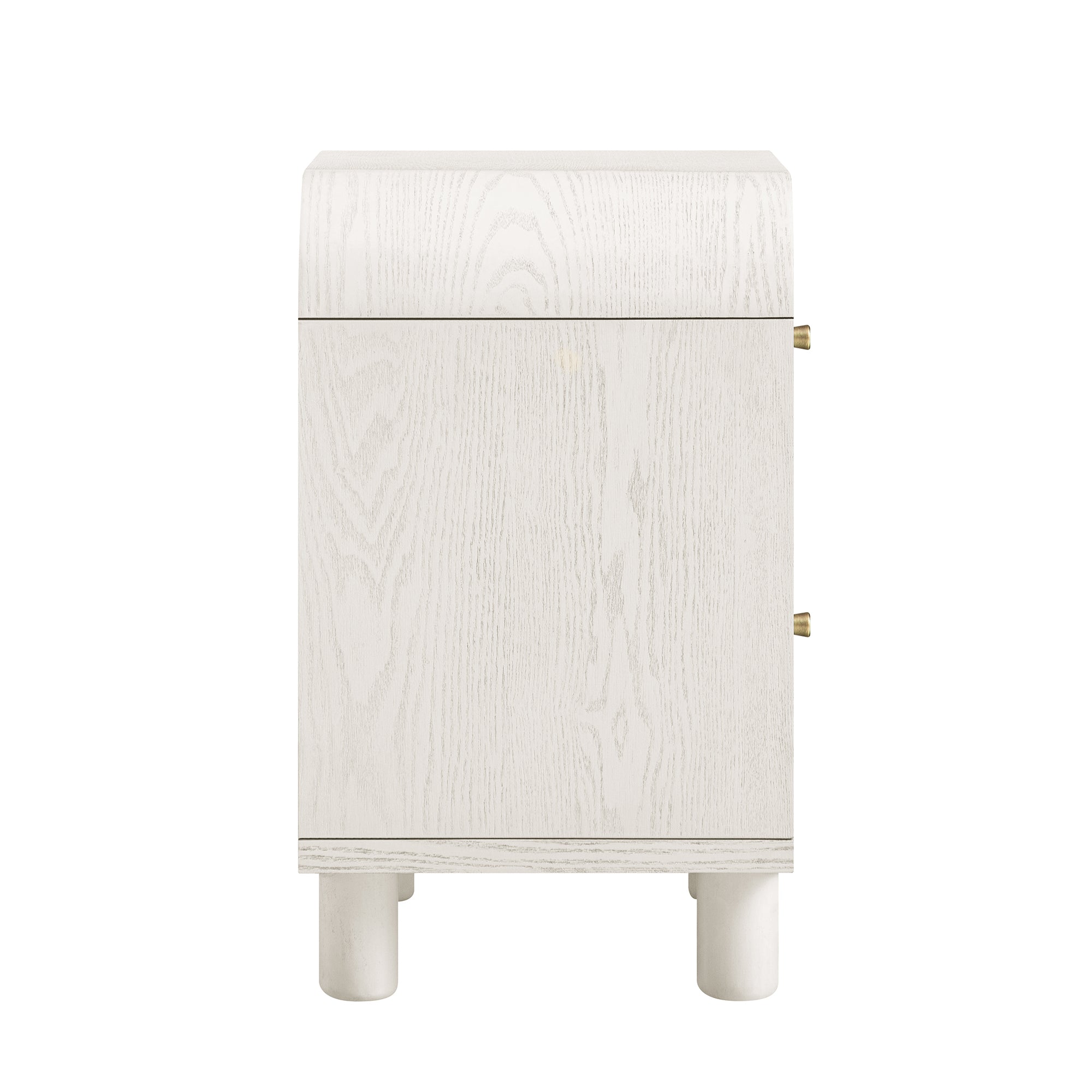 Maude 2 Drawer Nightstand, Washed White Ash with Raffia