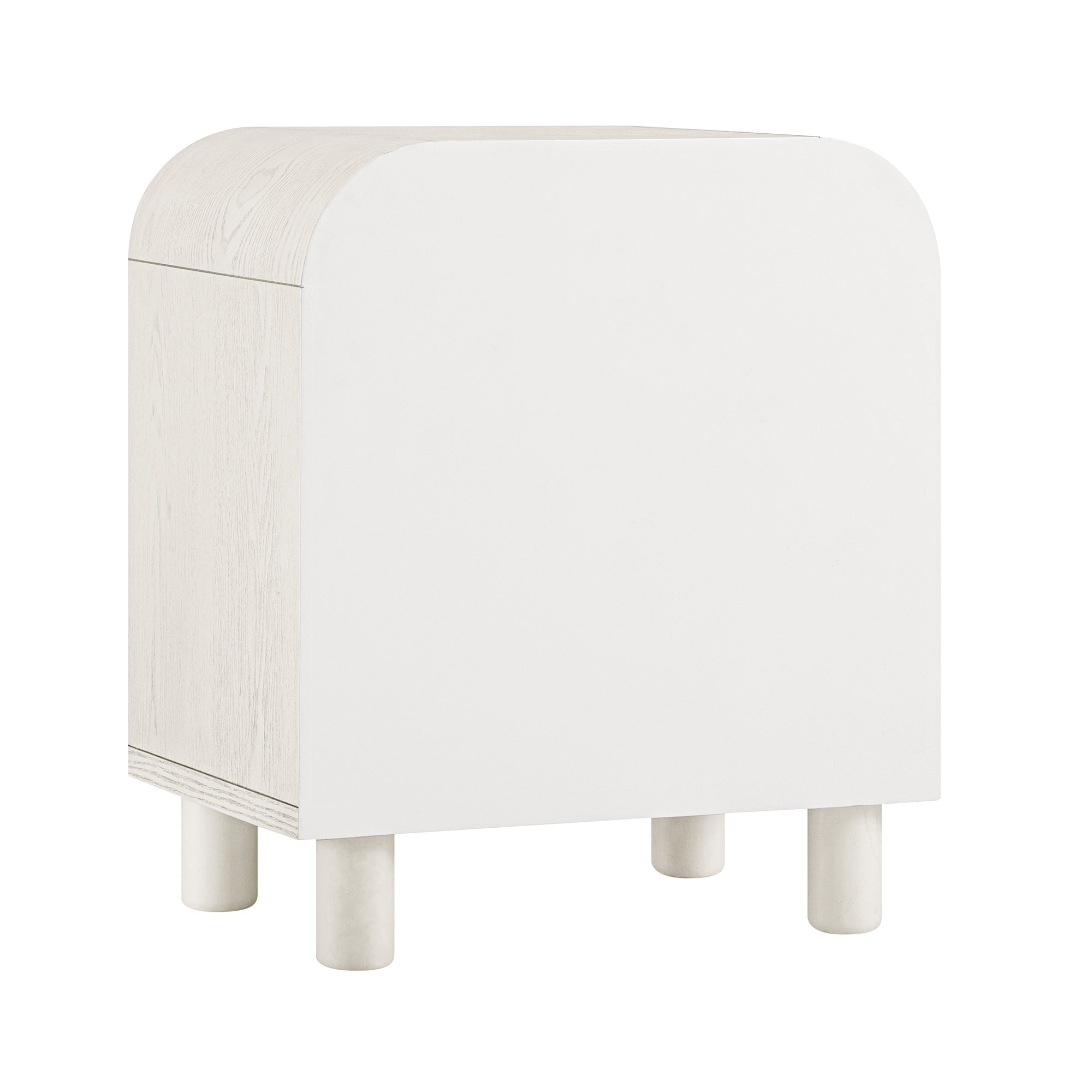 Maude 2 Drawer Nightstand, Washed White Ash with Raffia