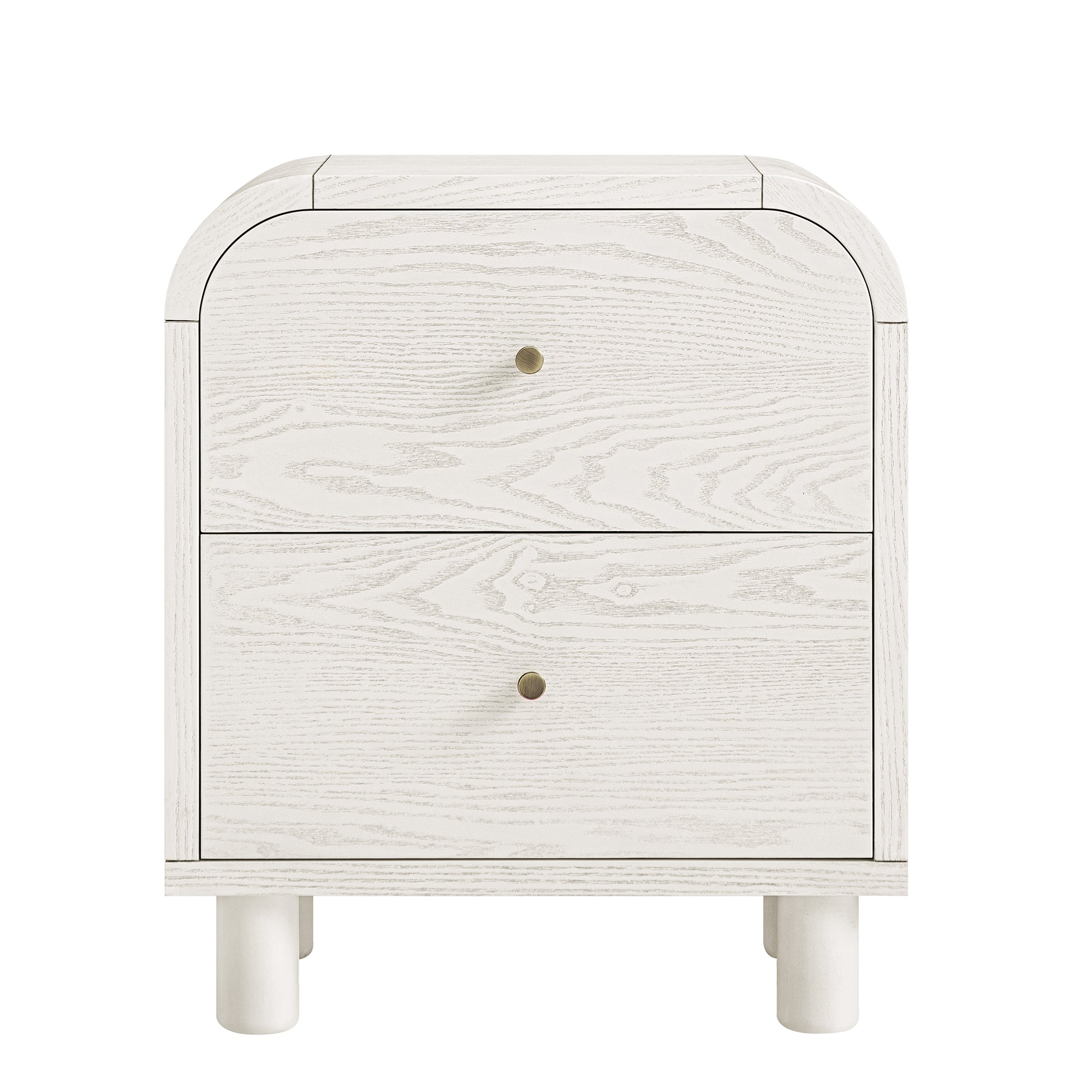 Maude 2 Drawer Nightstand, Washed White Ash