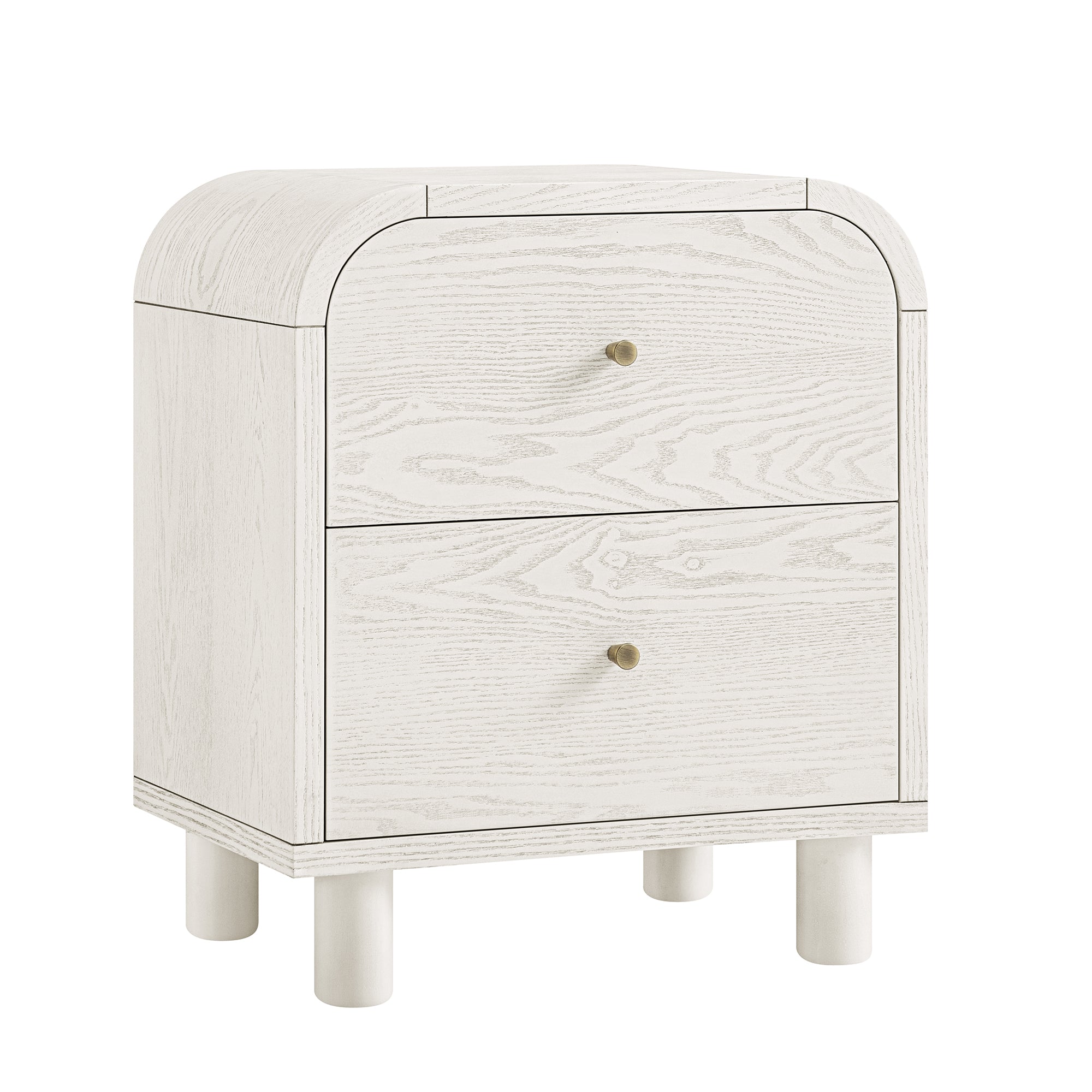 Maude 2 Drawer Nightstand, Washed White Ash