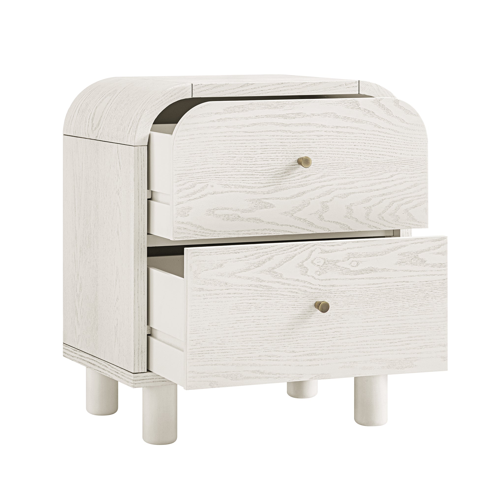 Maude 2 Drawer Nightstand, Washed White Ash