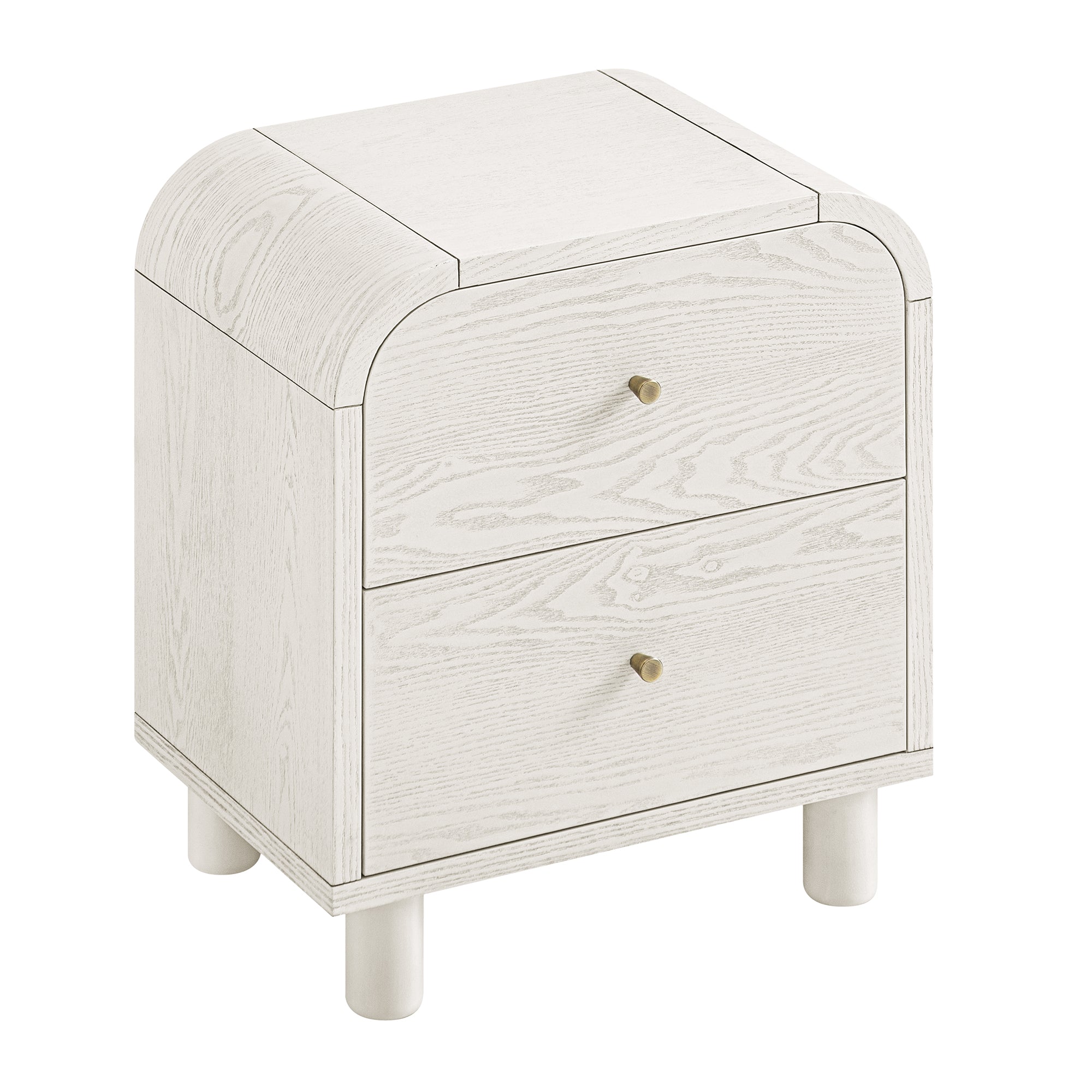 Maude 2 Drawer Nightstand, Washed White Ash