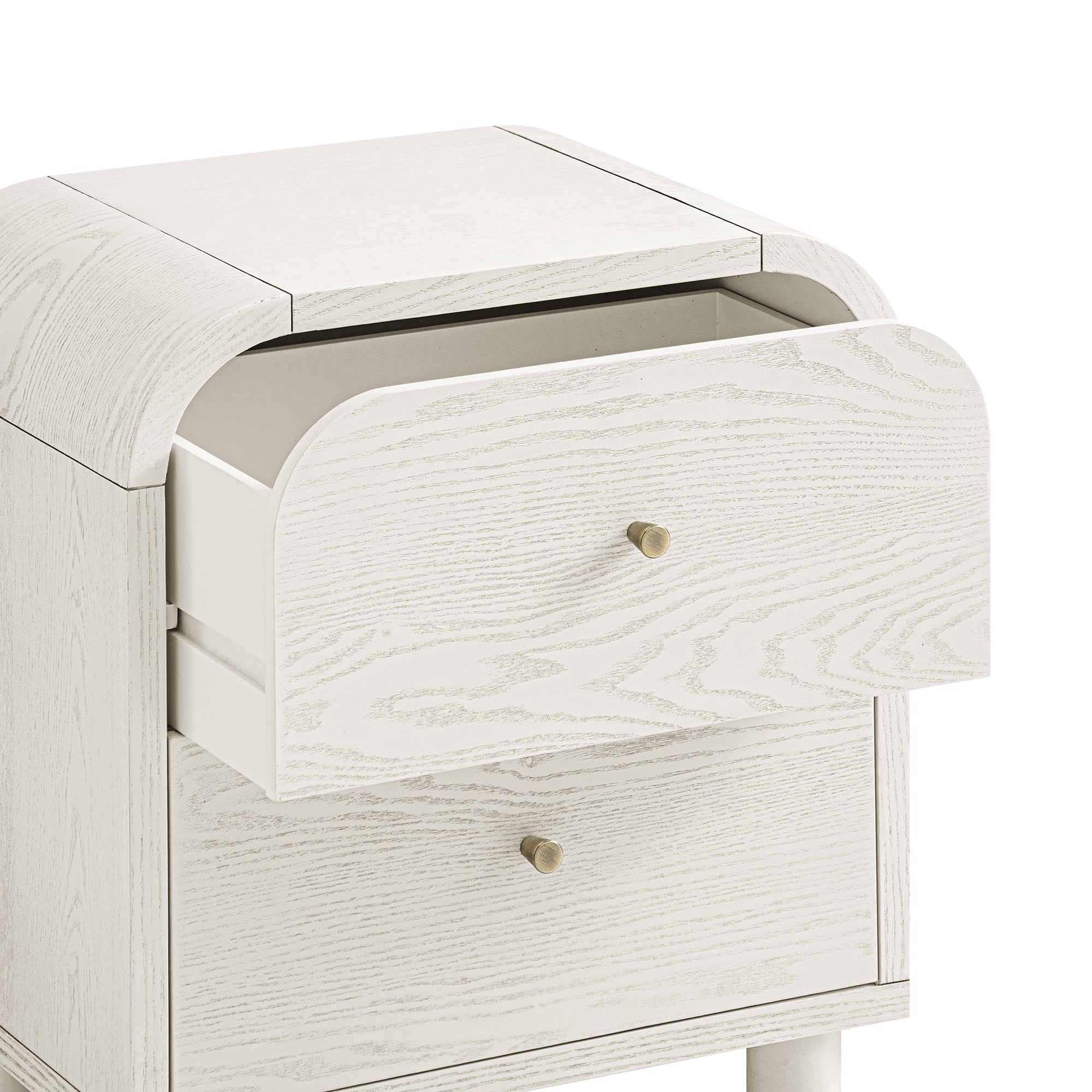 Maude 2 Drawer Nightstand, Washed White Ash