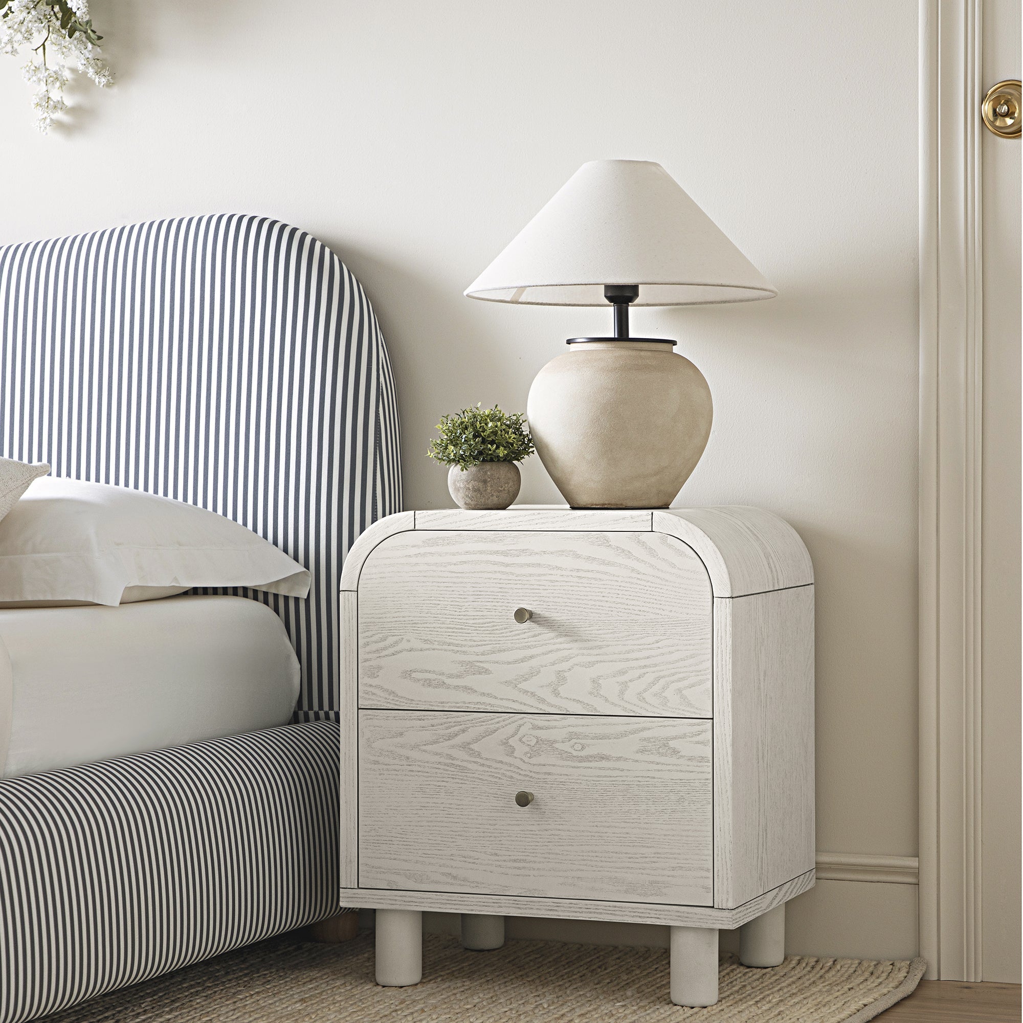 Maude 2 Drawer Nightstand, Washed White Ash