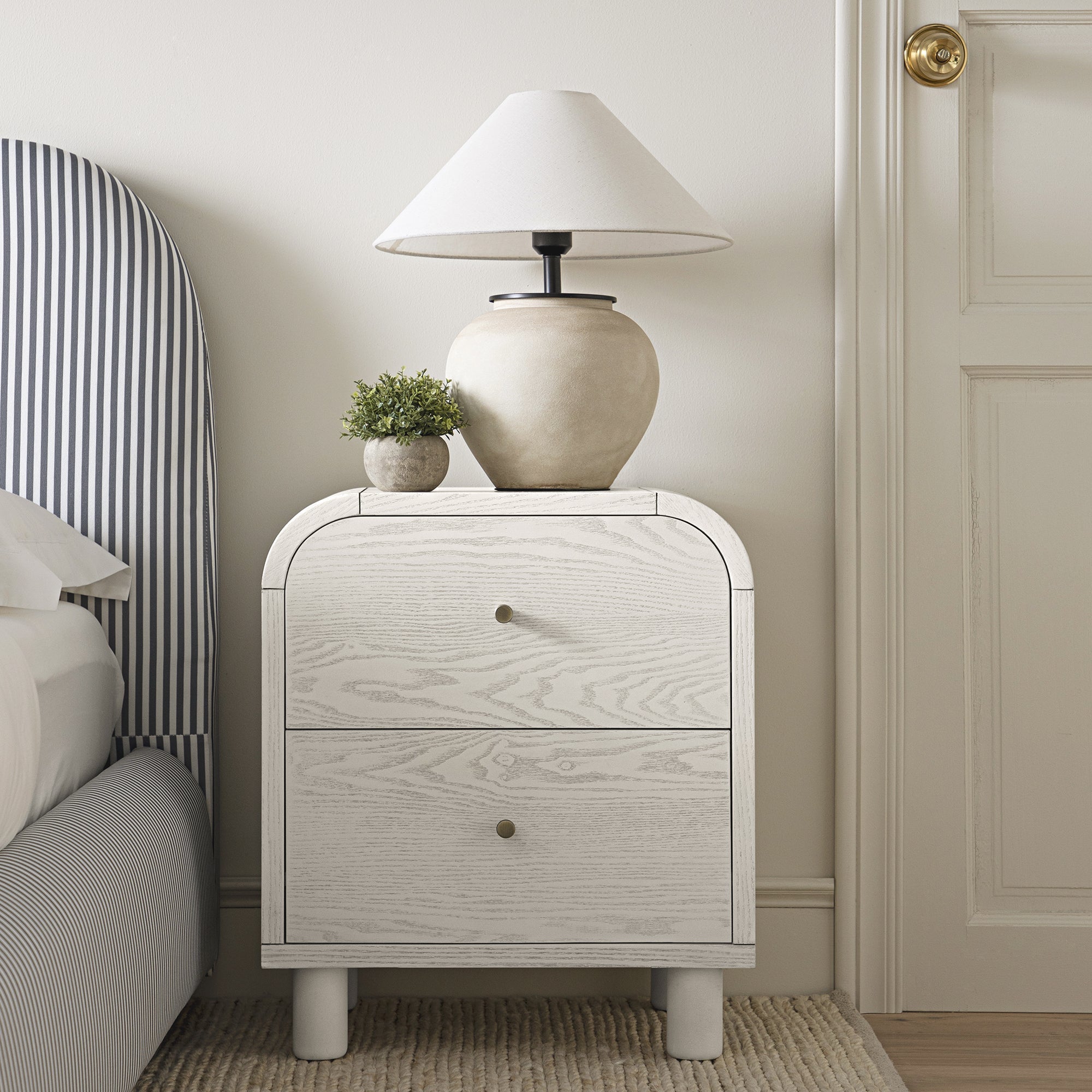 Maude 2 Drawer Nightstand, Washed White Ash