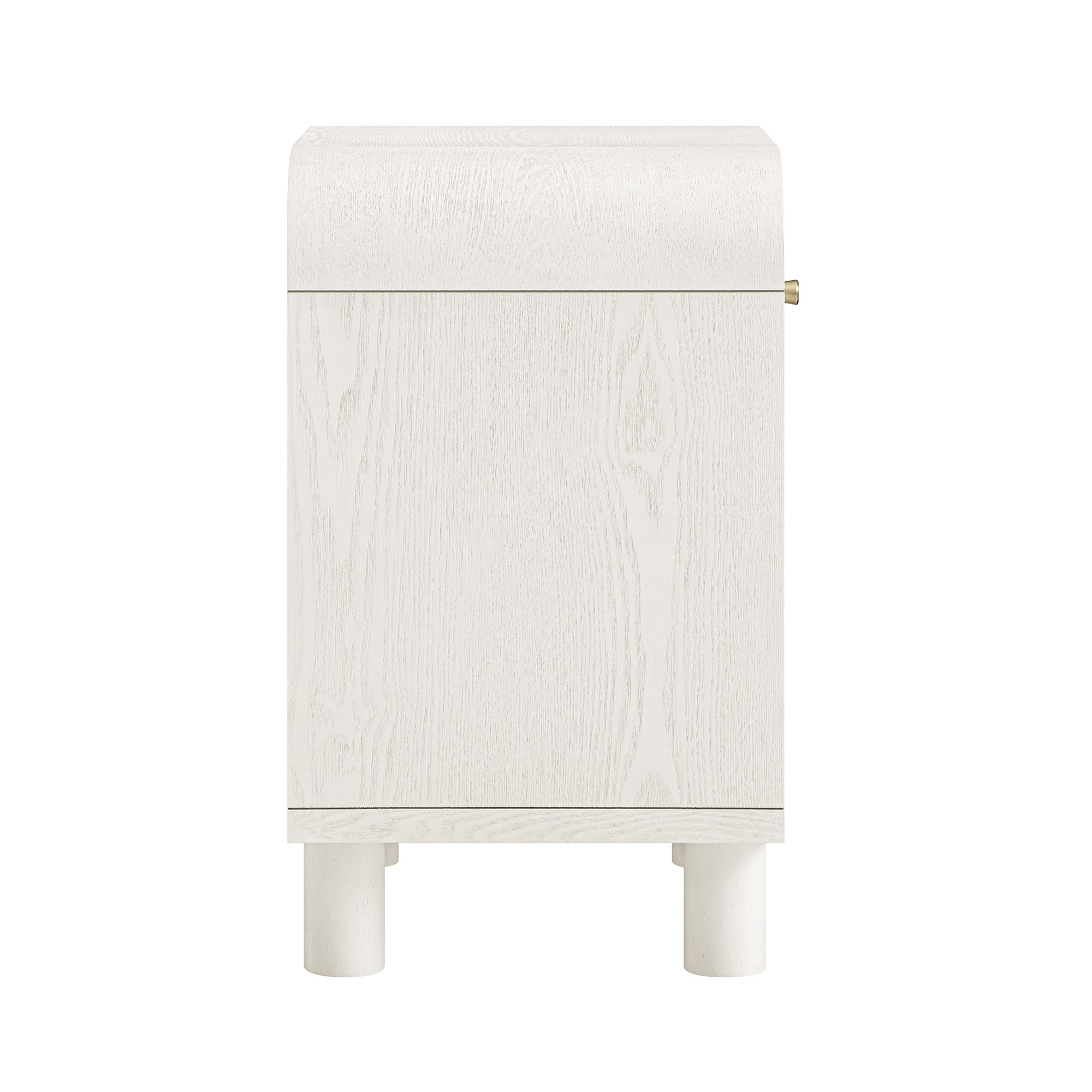 Maude 1 Drawer Nightstand, Washed White Ash with Raffia