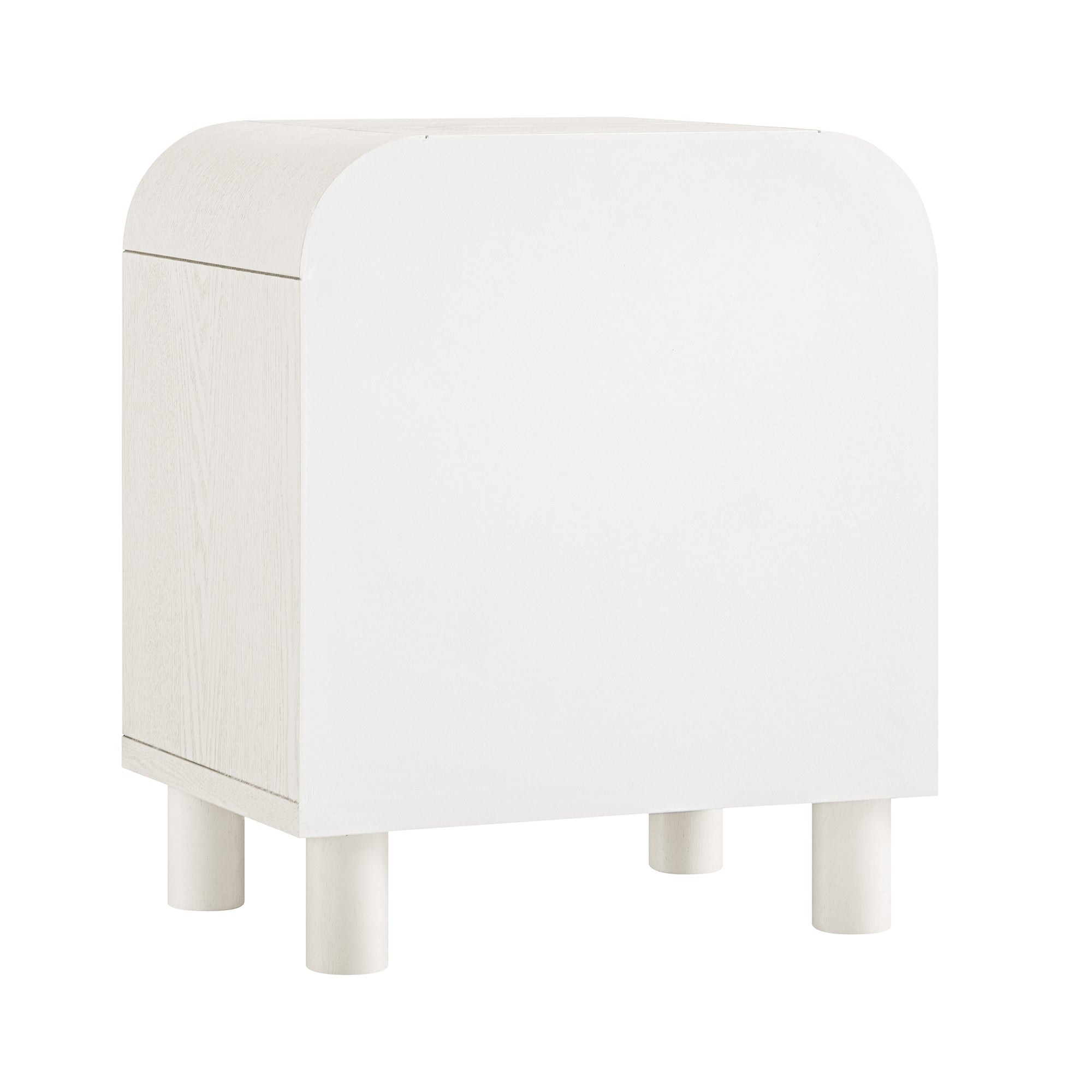 Maude 1 Drawer Nightstand, Washed White Ash with Raffia