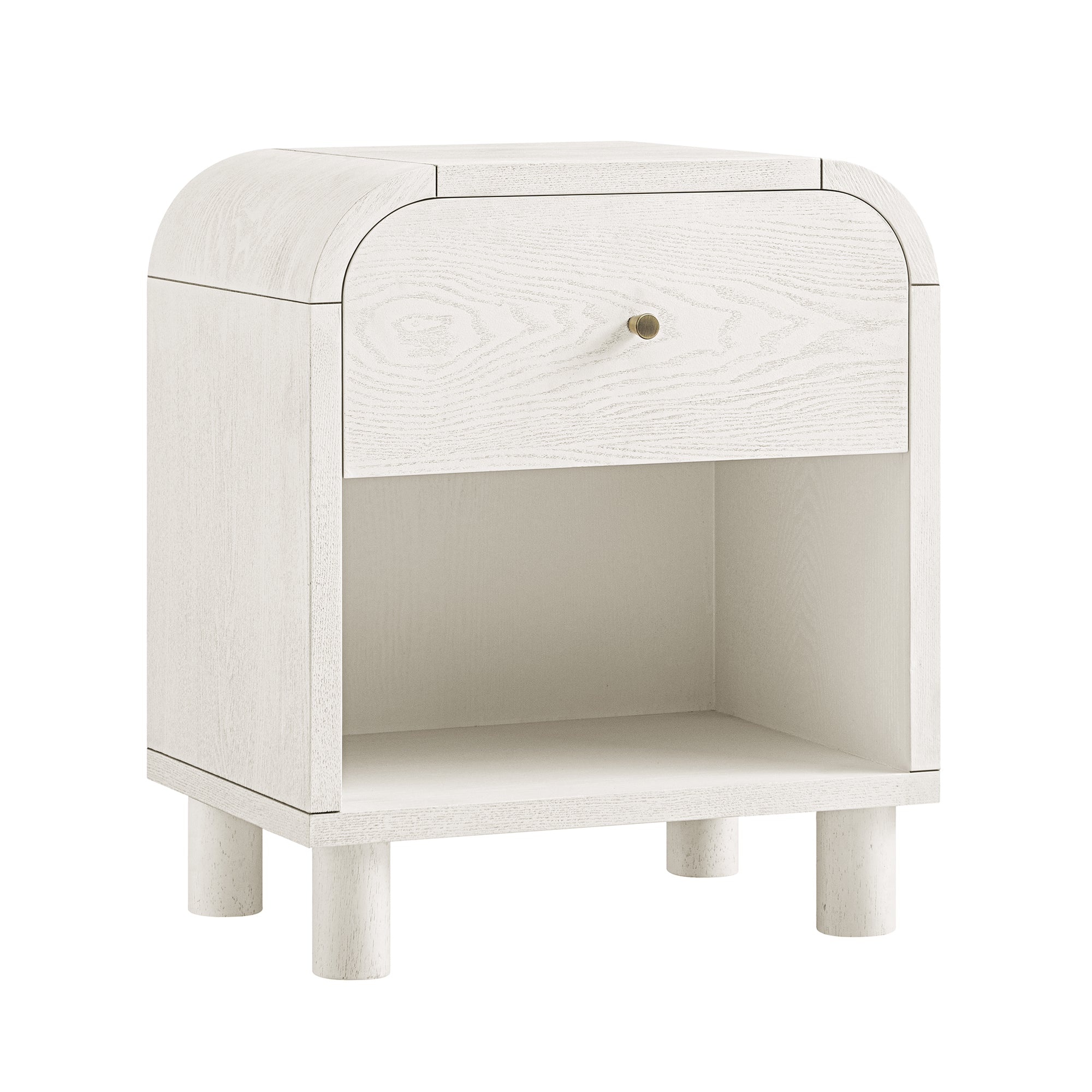 Maude 1 Drawer Nightstand, Washed White Ash