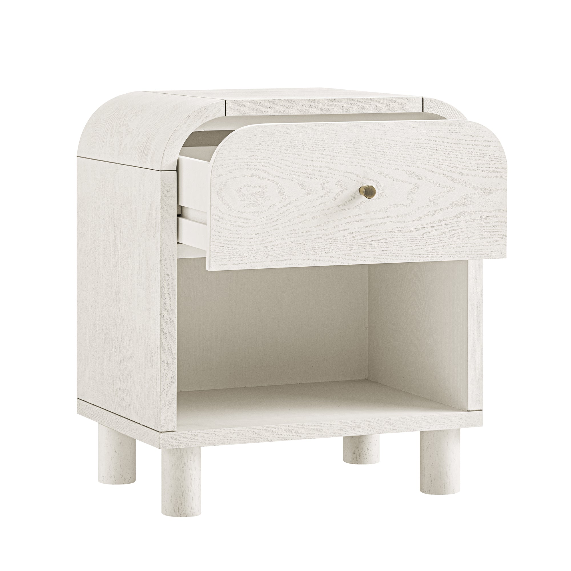 Maude 1 Drawer Nightstand, Washed White Ash