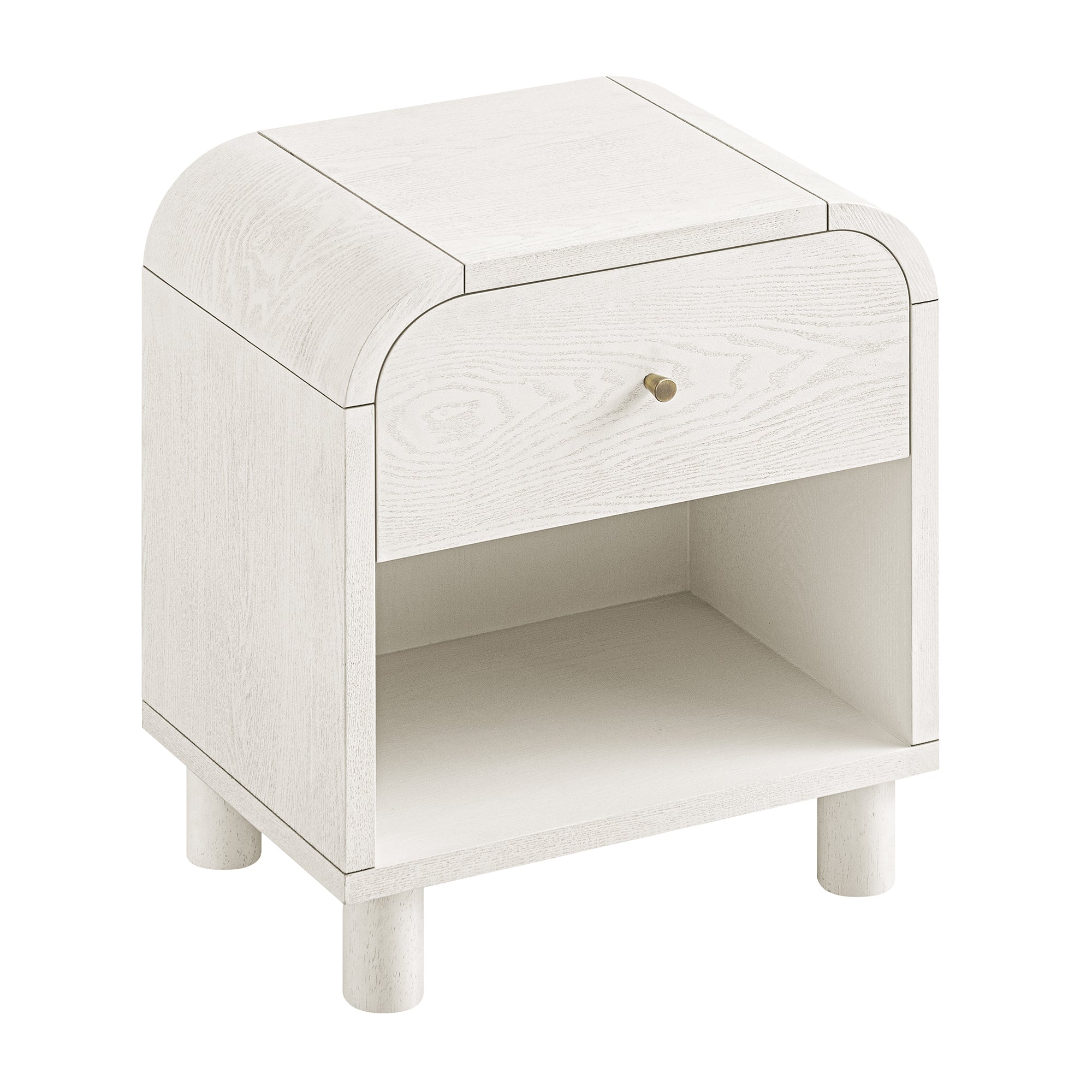 Maude 1 Drawer Nightstand, Washed White Ash