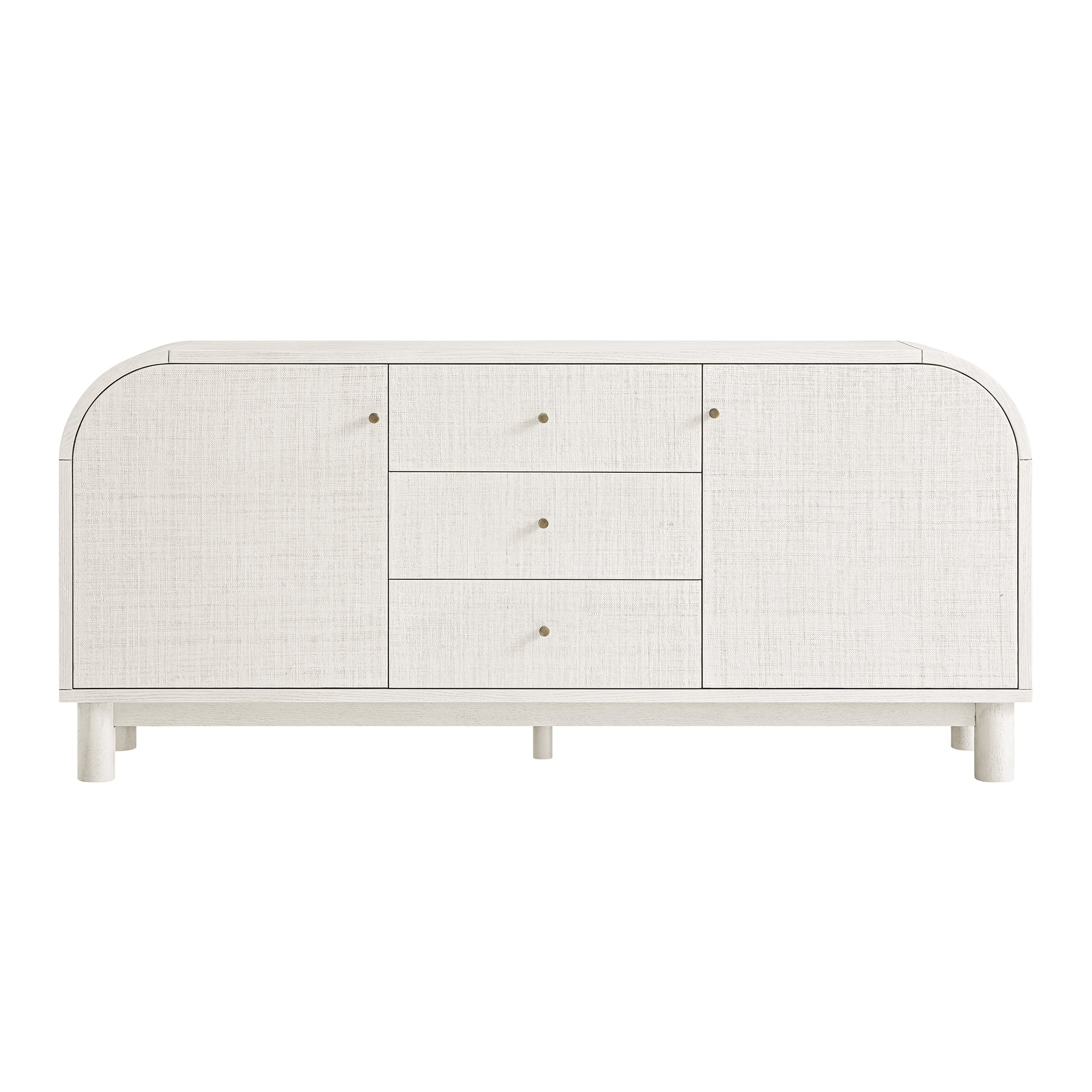 Maude Wide 3-Drawer Sideboard, Washed White Ash with Raffia