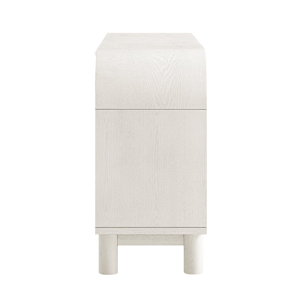 Maude Wide 3-Drawer Sideboard, Washed White Ash with Raffia