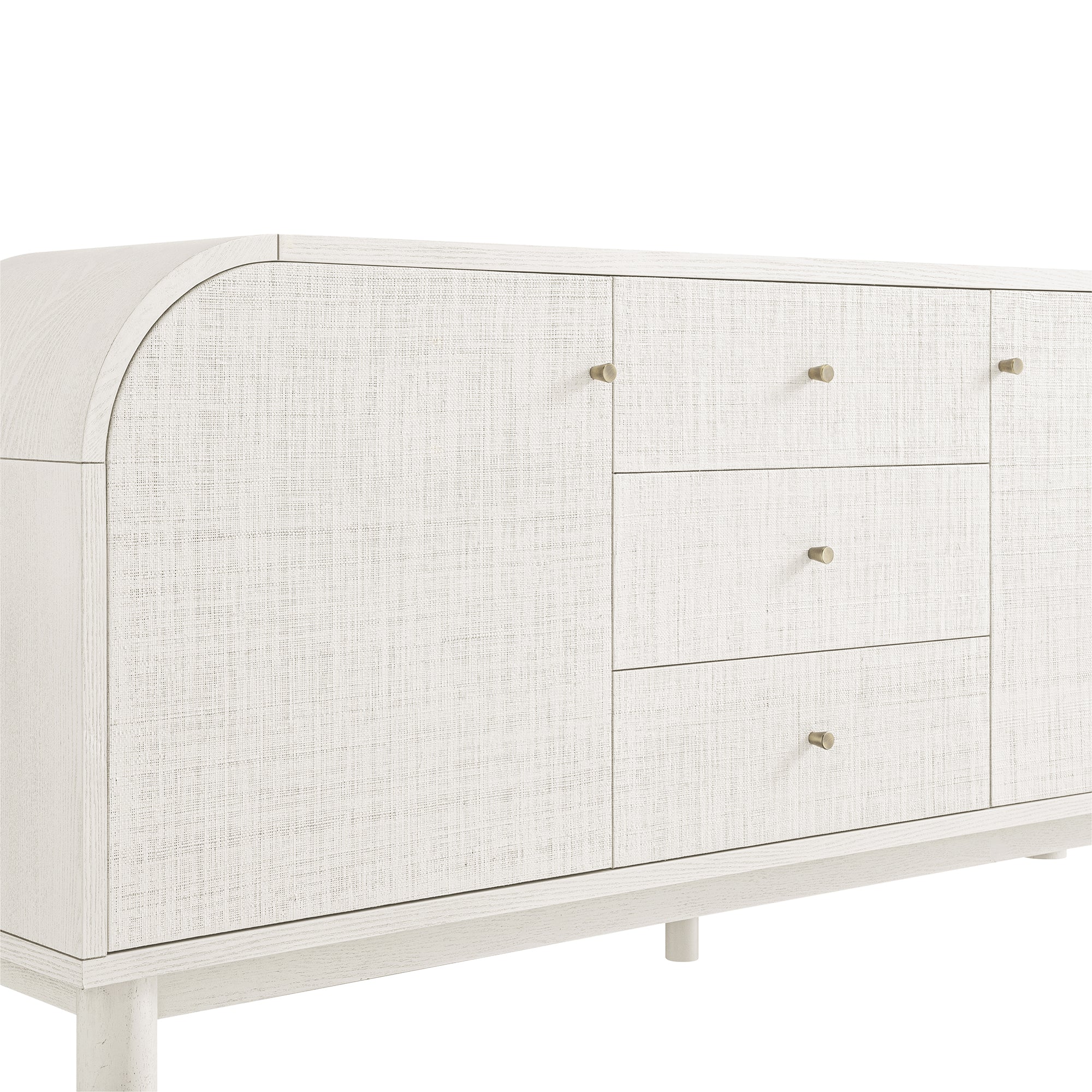 Maude Wide 3-Drawer Sideboard, Washed White Ash with Raffia