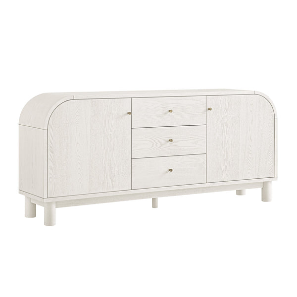 Maude Wide 3-Drawer Sideboard, Washed White Ash