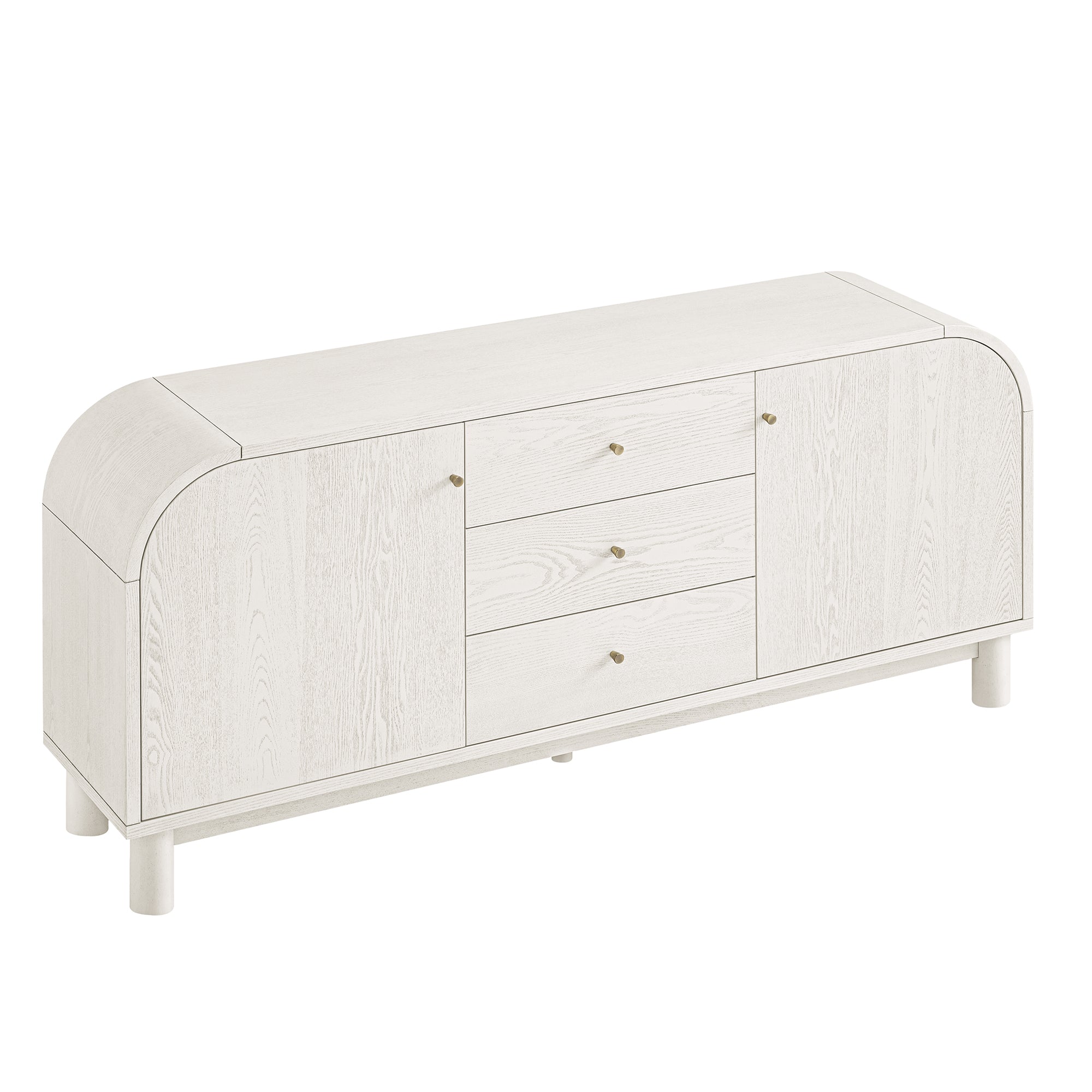 Maude Wide 3-Drawer Sideboard, Washed White Ash