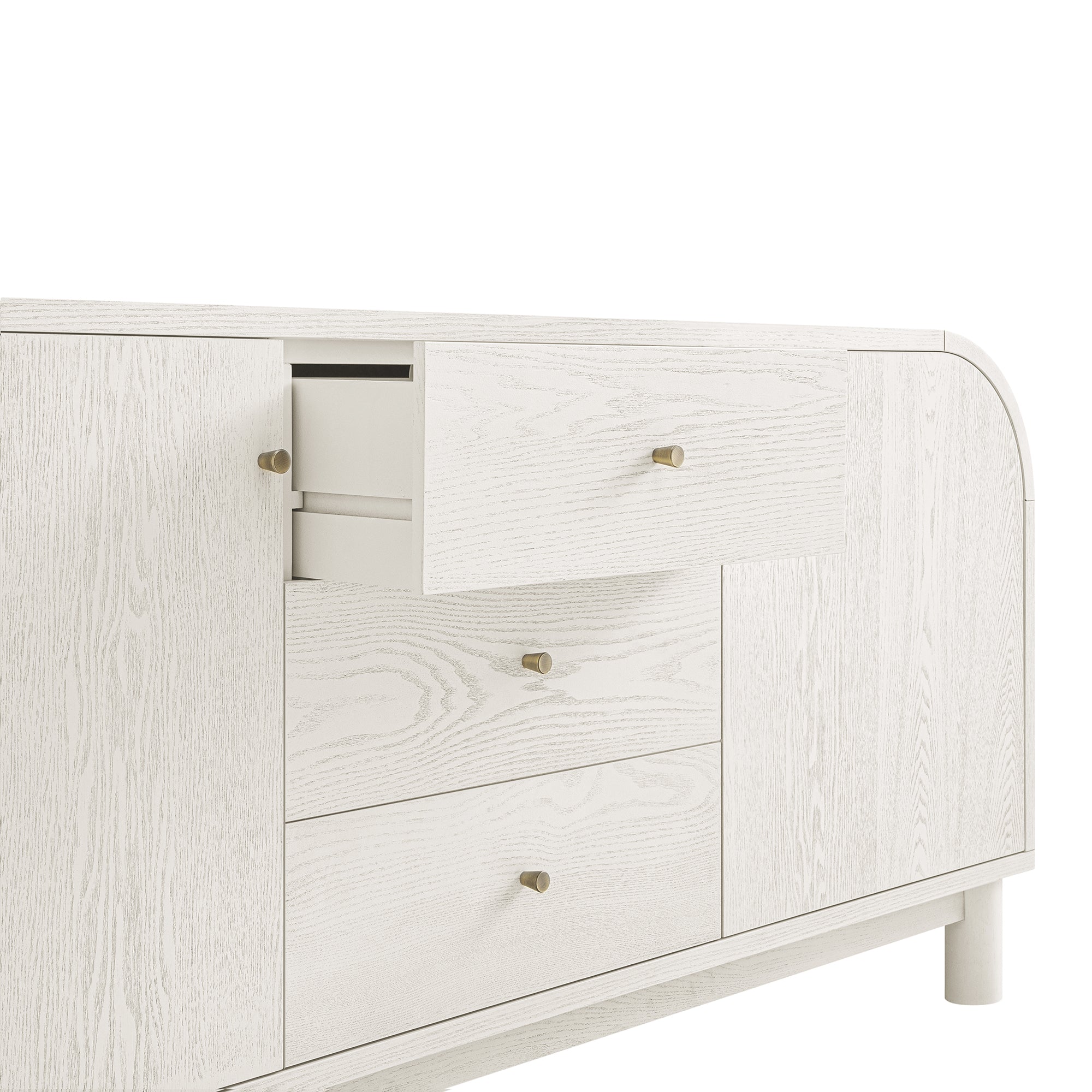 Maude Wide 3-Drawer Sideboard, Washed White Ash