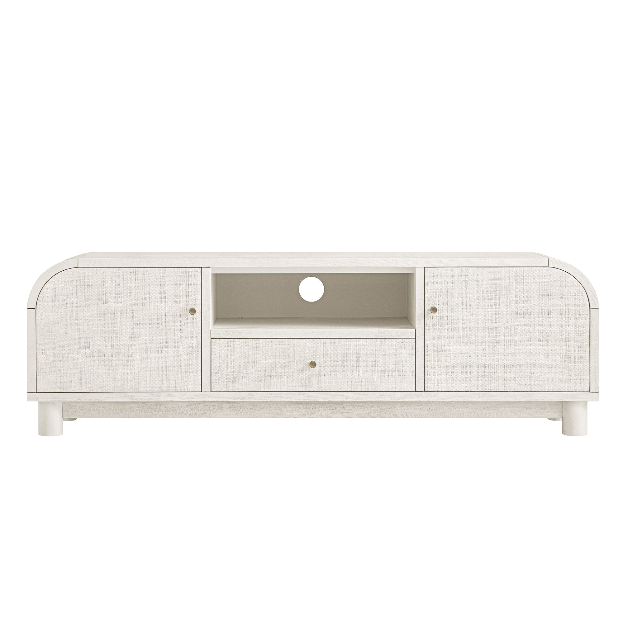 Maude TV Unit, Washed White Ash with Raffia