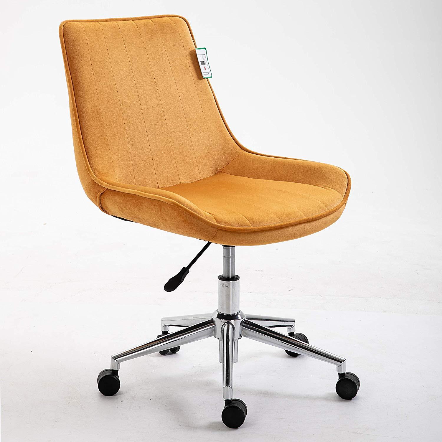 Cala Mustard Yellow Velvet Desk Swivel Chair