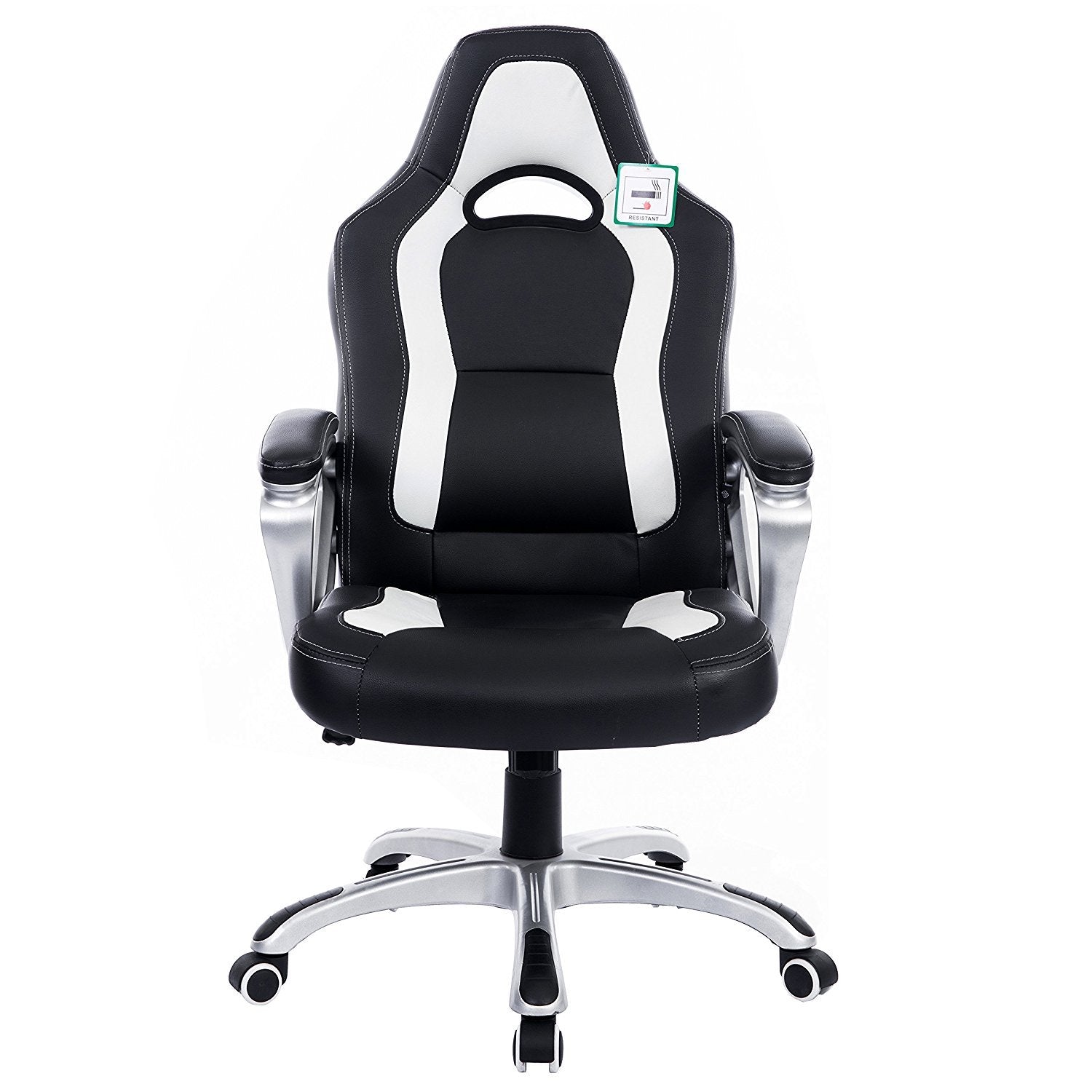 Racing Sport Swivel Office Chair in Black & White