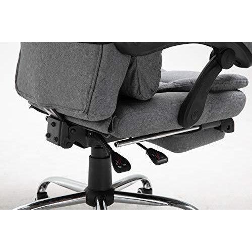 Executive Reclining Computer Desk Chair with Footrest, Headrest and Lumbar Cushion Support Furniture, MR34 Grey Fabric