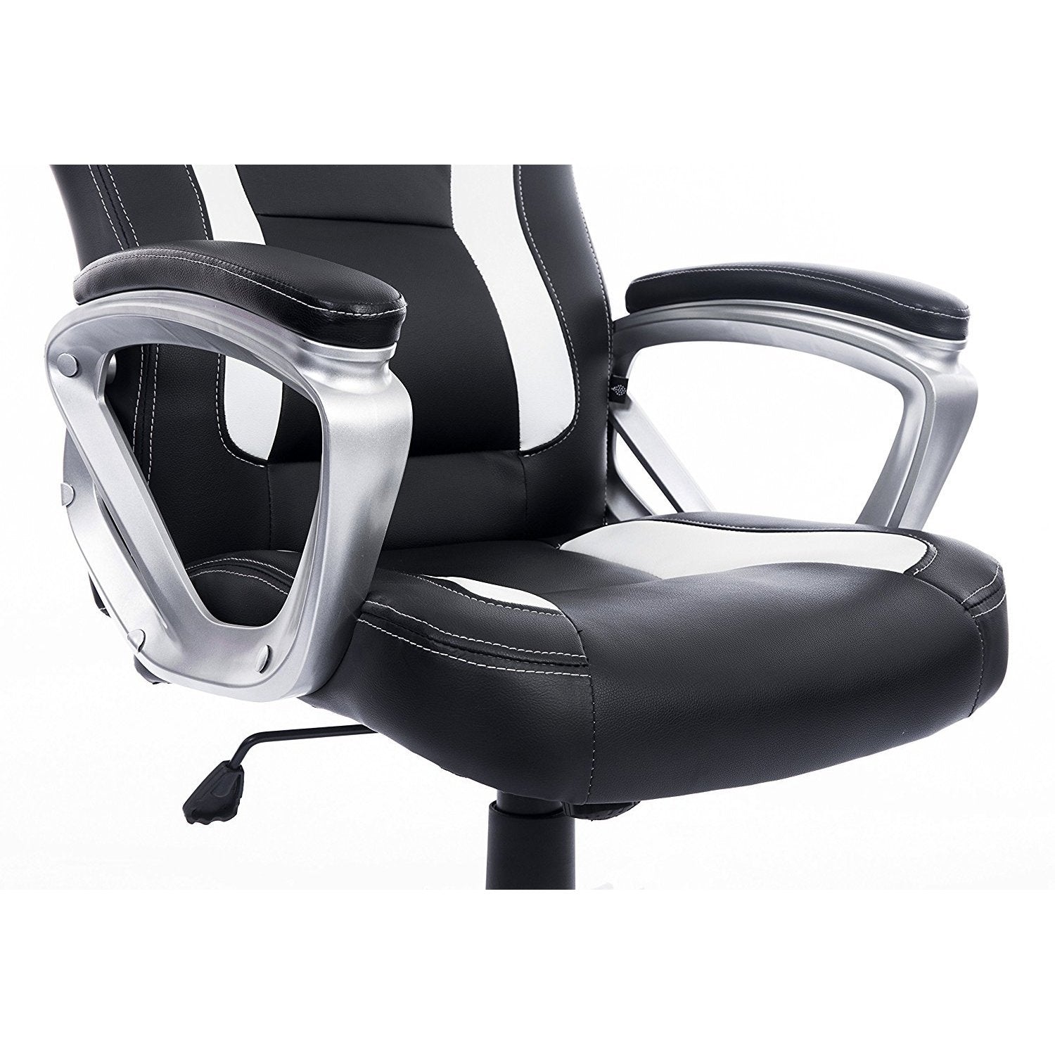 Racing Sport Swivel Office Chair in Black & White