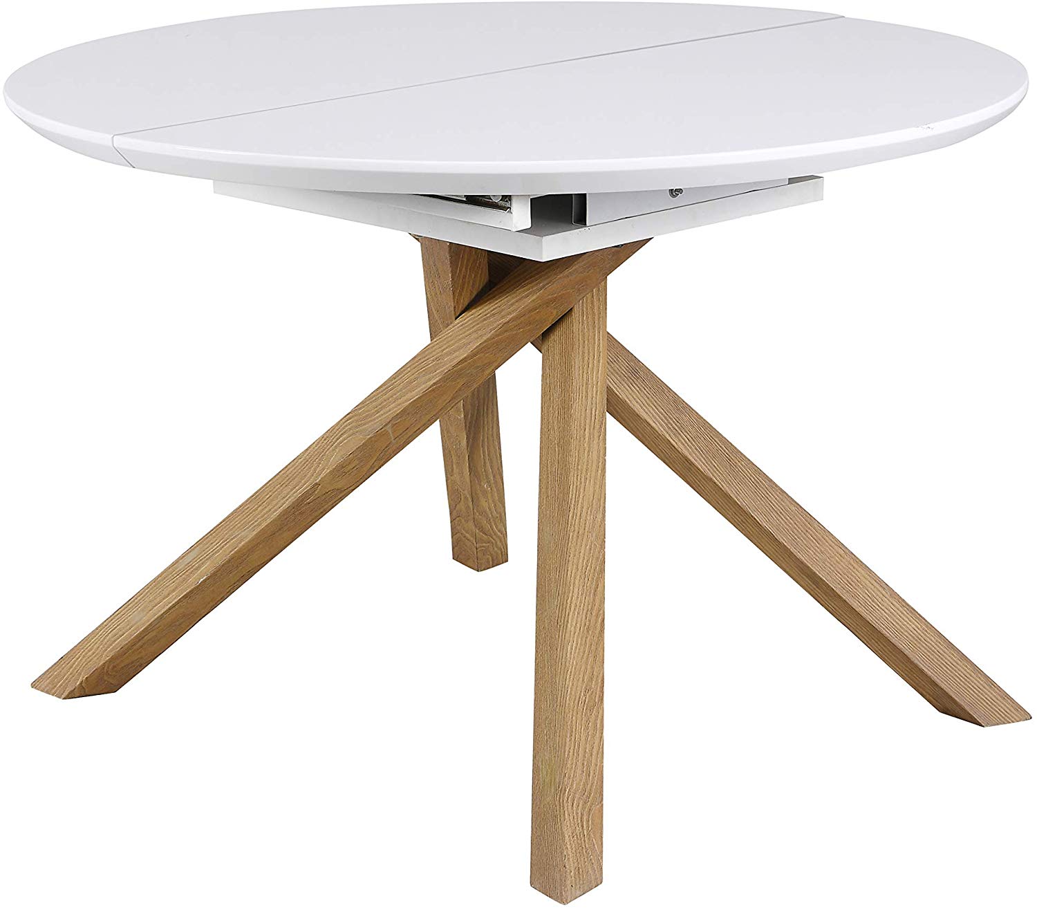 Grenchen Round to Oval 4 to 6-Seater White High Gloss Extendable Dining Table