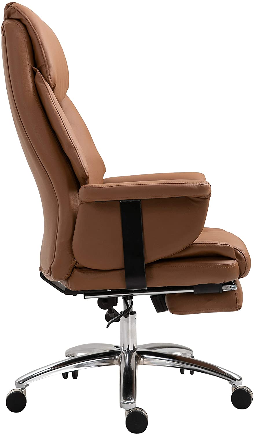 Abraham Wingback Style Office Chair with Footrest in Brown PU Leather